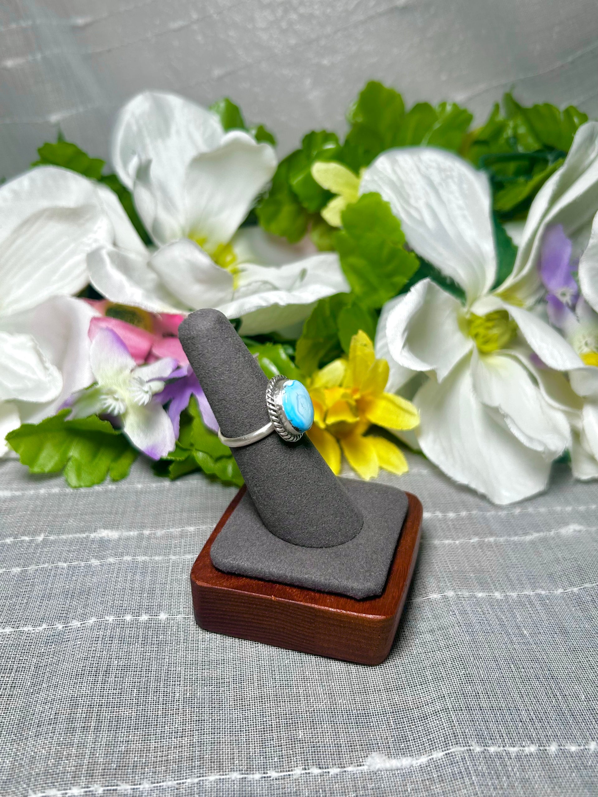 Navajo Made Golden Hill Turquoise & Sterling Silver Ring Size 6.25