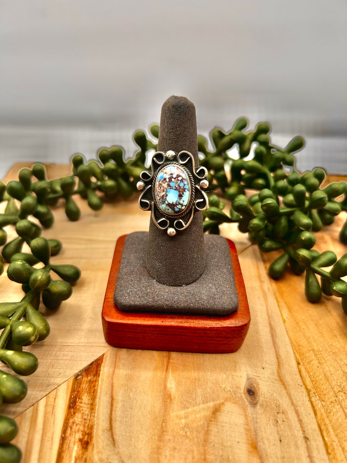 Kobe Martinez Golden Hill Turquoise & Sterling Silver Ring Size 7