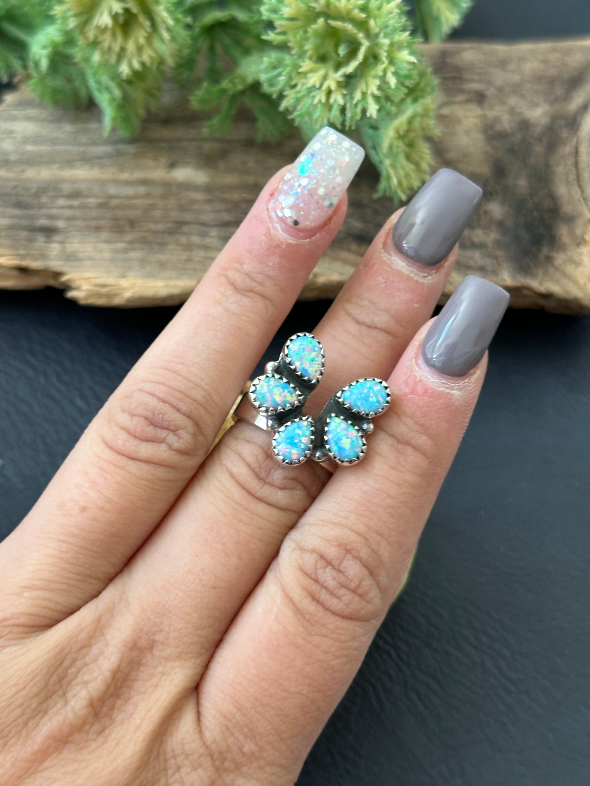 TTD “LUCKY” Blue Opal & Sterling Silver Naja Ring