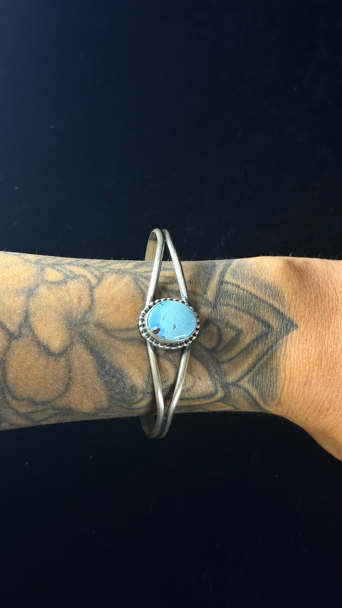 Dave Skeets Golden Hills Turquoise & Sterling Silver Cuff Bracelet