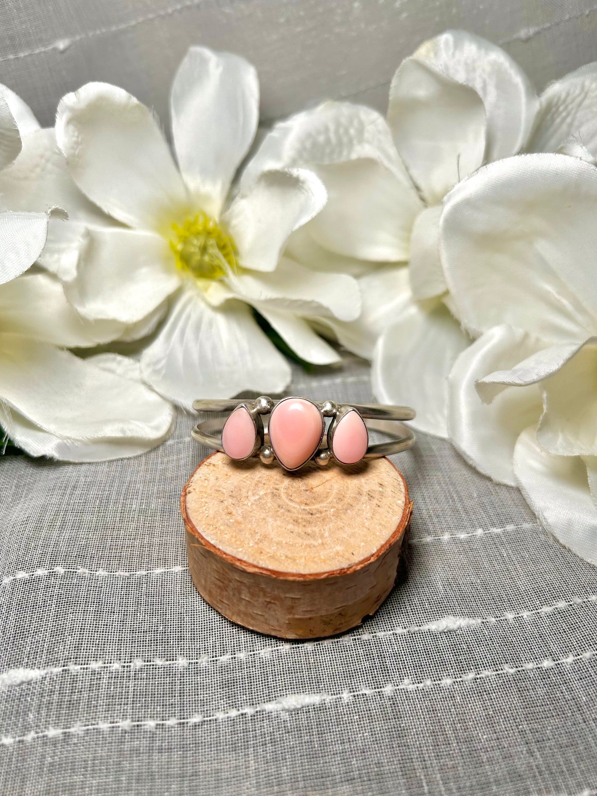 Augustine Largo Pink Conch & Sterling Silver Cuff Bracelet