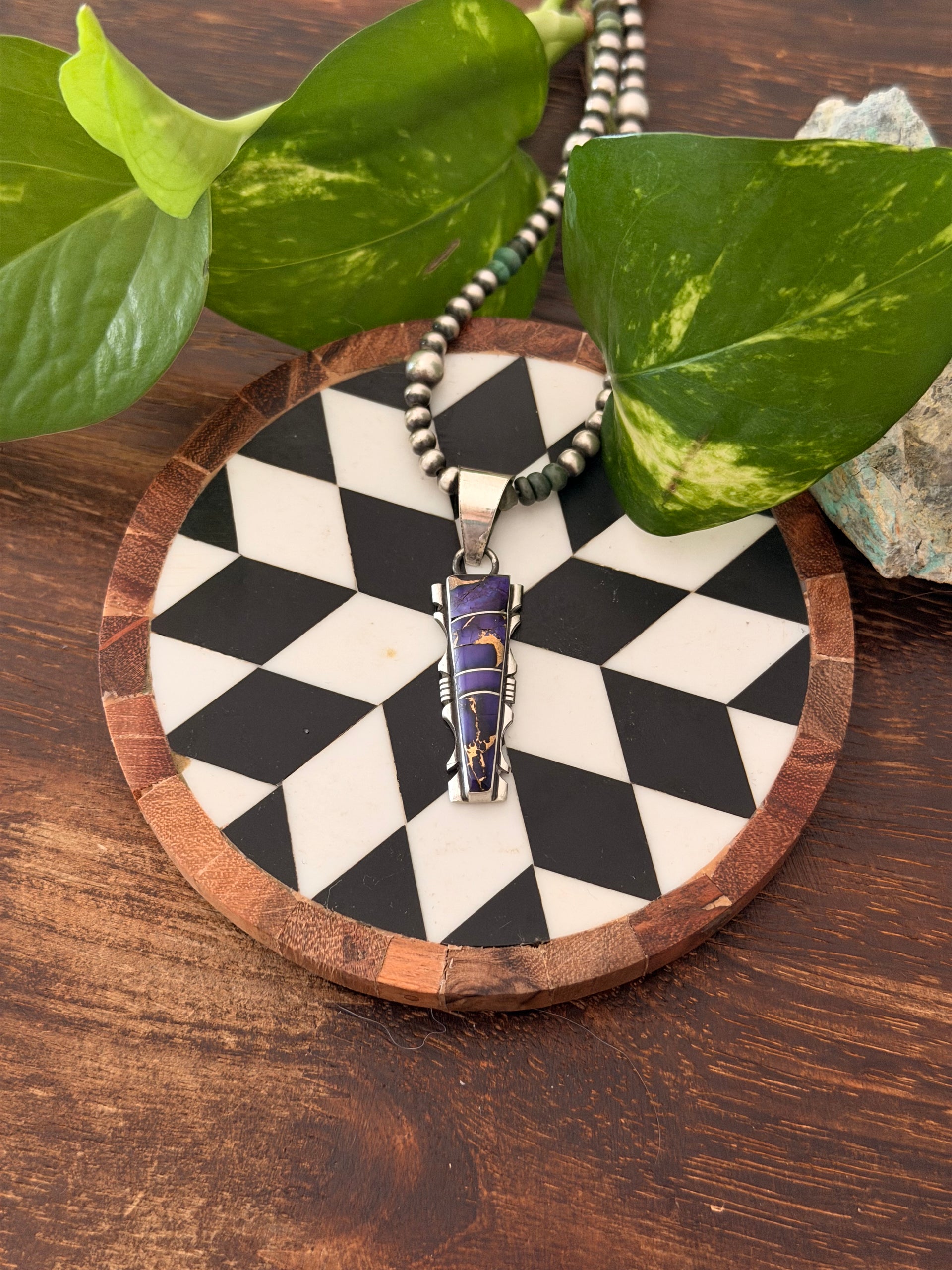 Steve Francisco Purple Mohave Turquoise & Sterling Silver Inlay Pendant