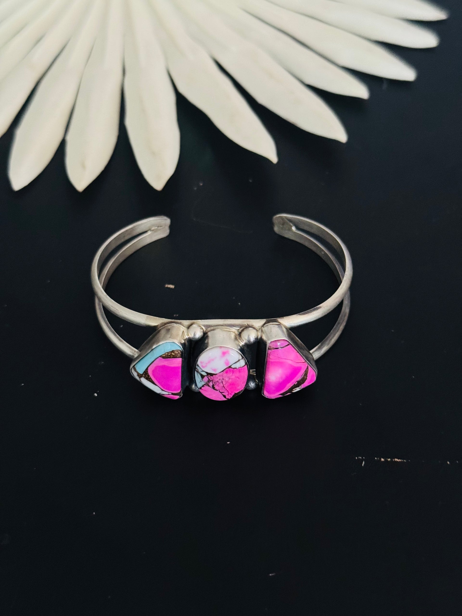 Augustine Largo Cotton Dahlia & Sterling Silver Cuff Bracelet