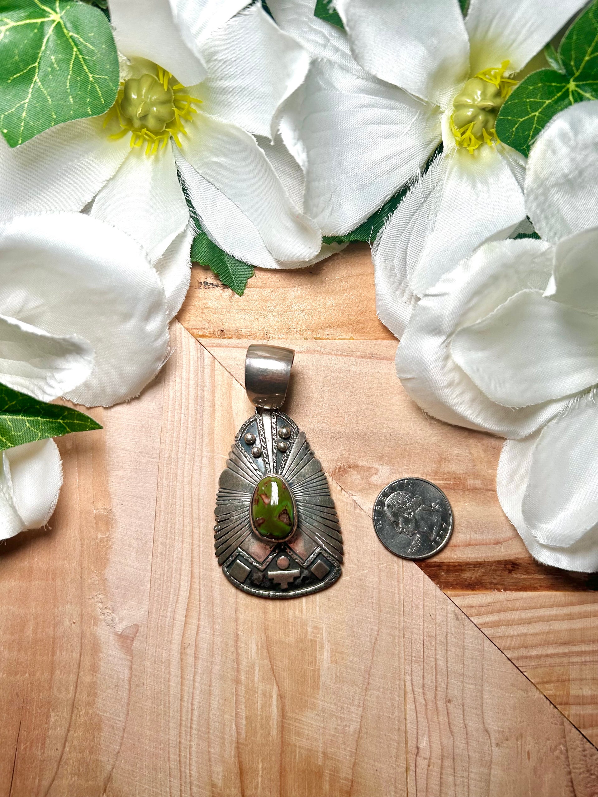 Navajo Made Royston Turquoise & Sterling Silver Pendant