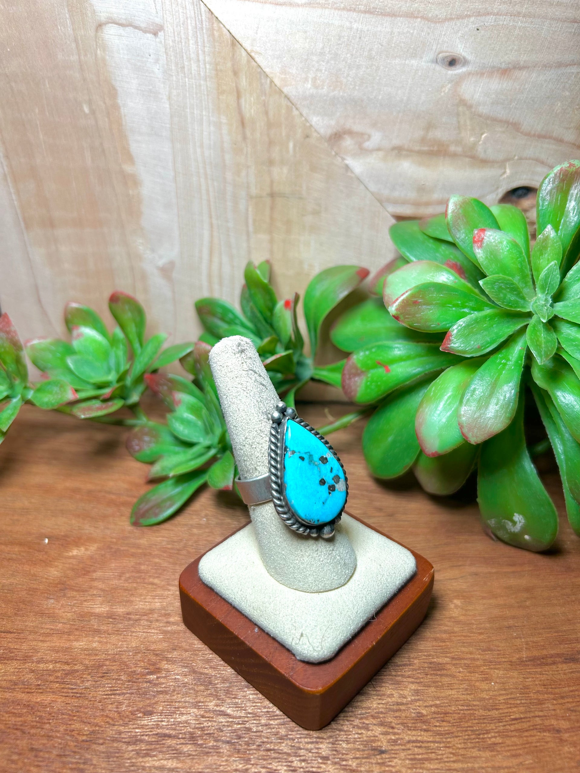 Zachariah David Blue Bird Turquoise & Sterling Silver Adjustable Ring