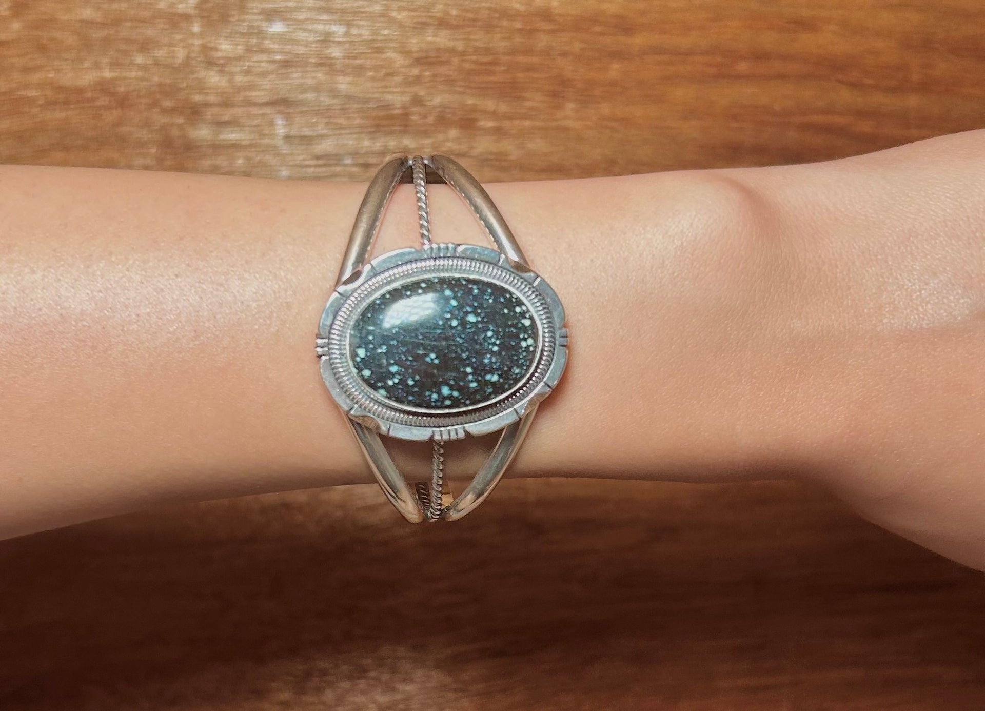 Wydell Billie New Lander Varicsite & Sterling Silver Cuff Bracelet