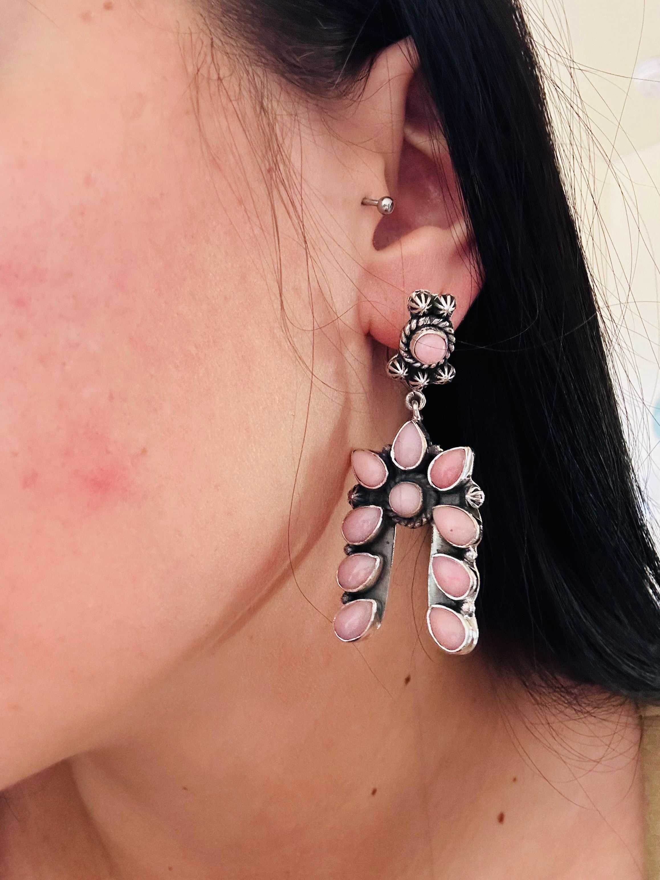 TTD “The Storm” Pink Conch & Sterling Silver Earrings
