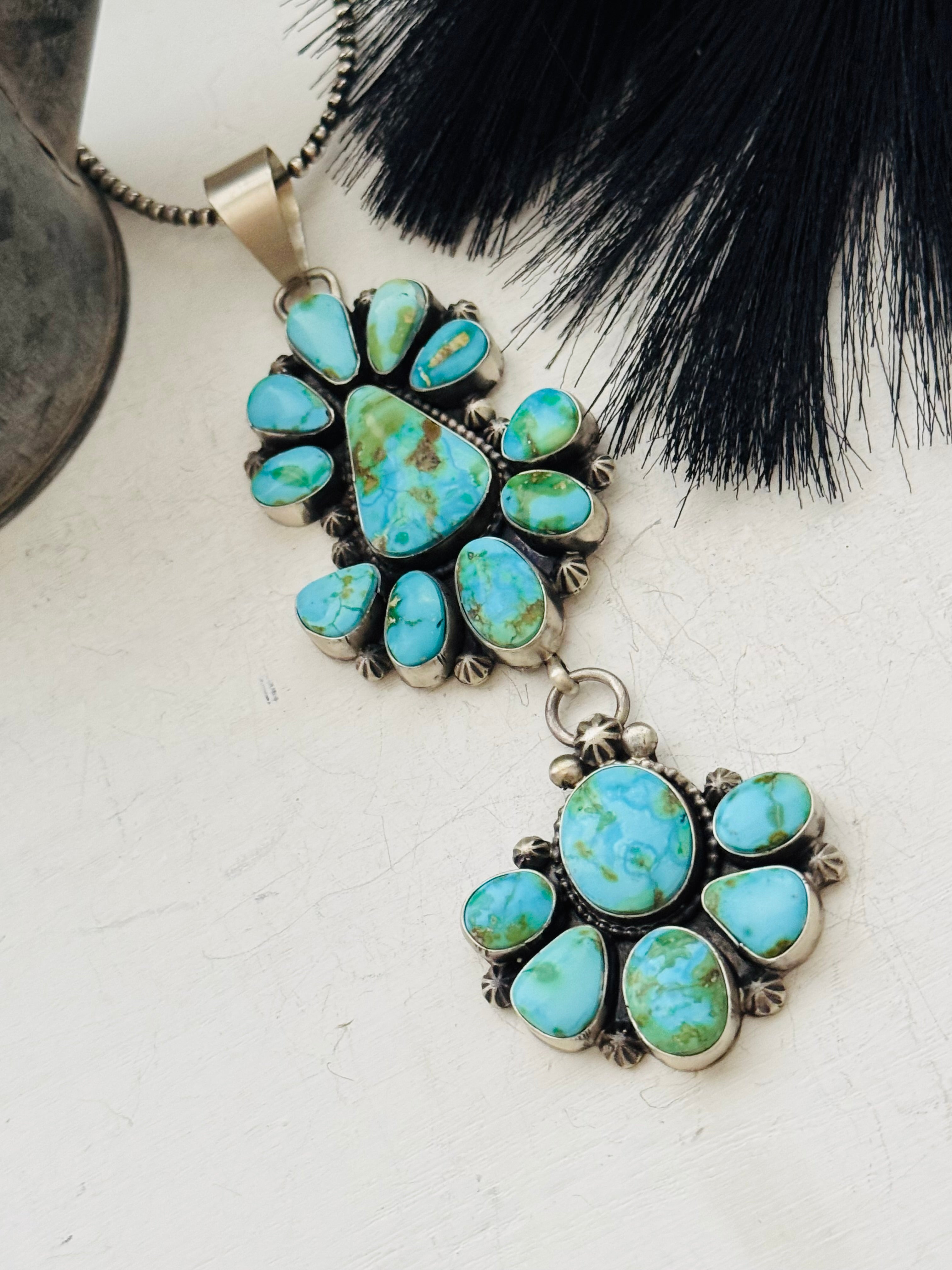 Lorenzo Juan Sonoran Mountain Turquoise & Sterling Silver Cluster Pendant