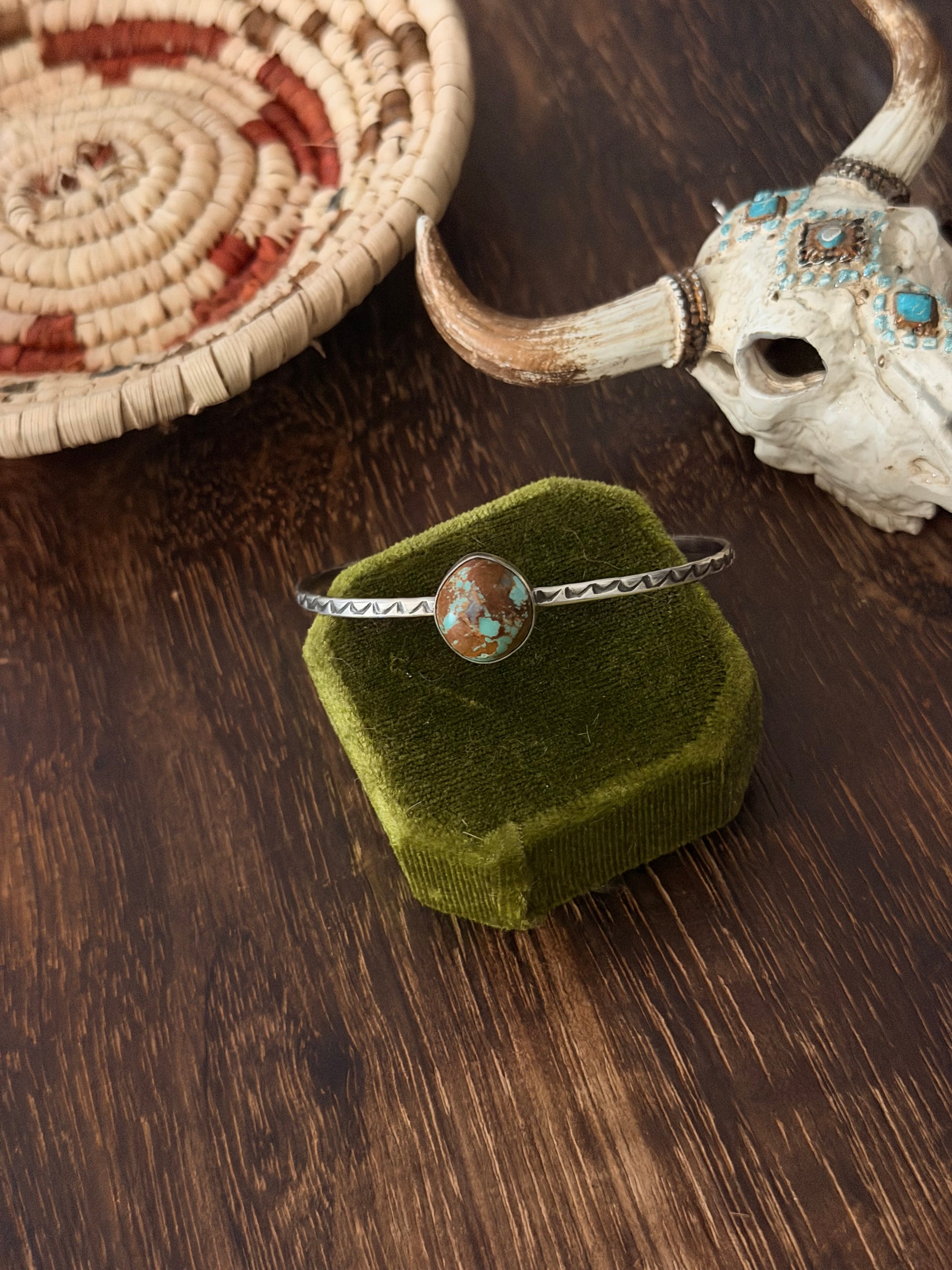Navajo Made Mine 8 Turquoise  & Sterling Silver Cuff Bracelet