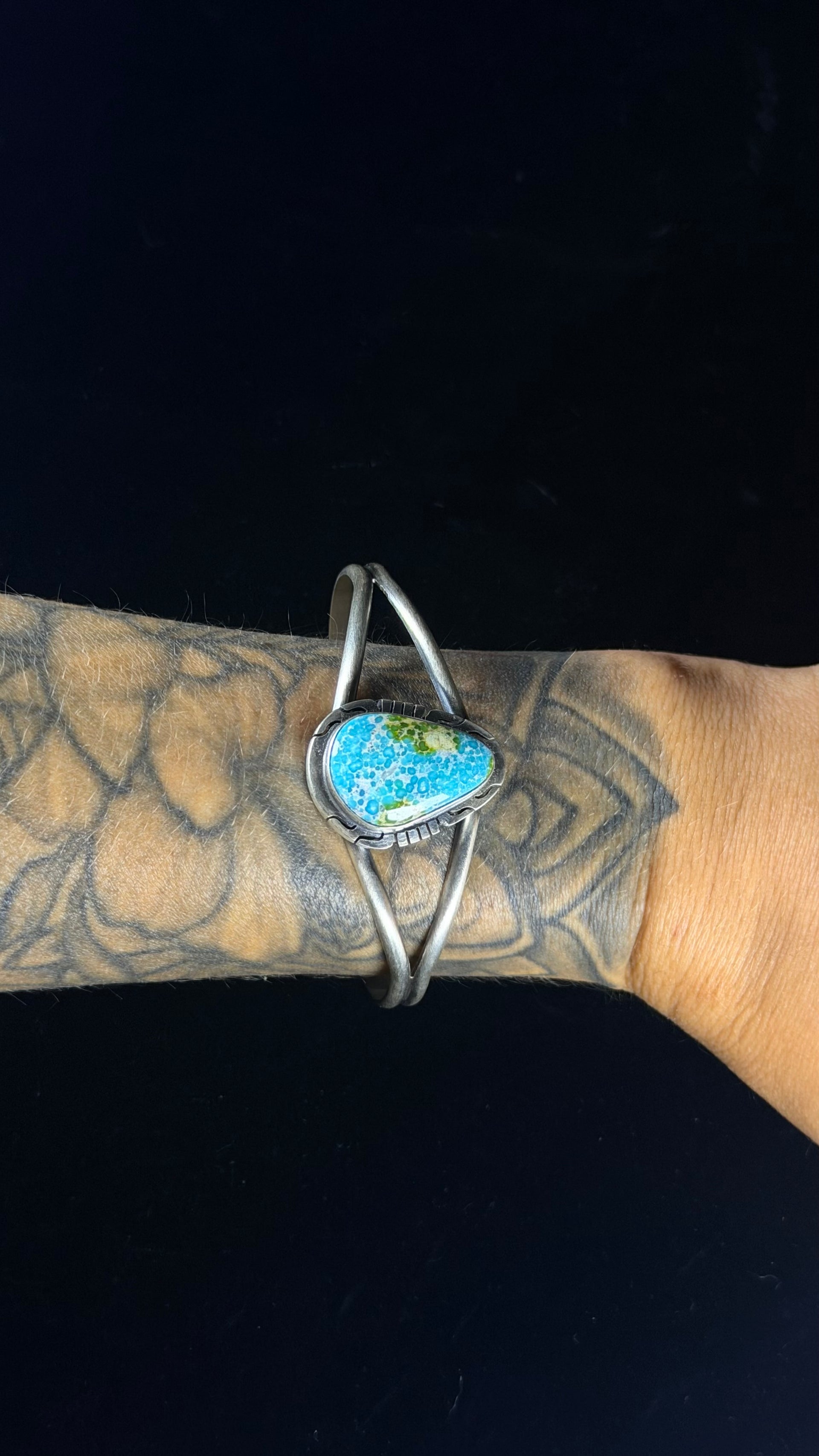 Dave Skeets Sonoran Mountain  Turquoise & Sterling Silver Cuff Bracelet