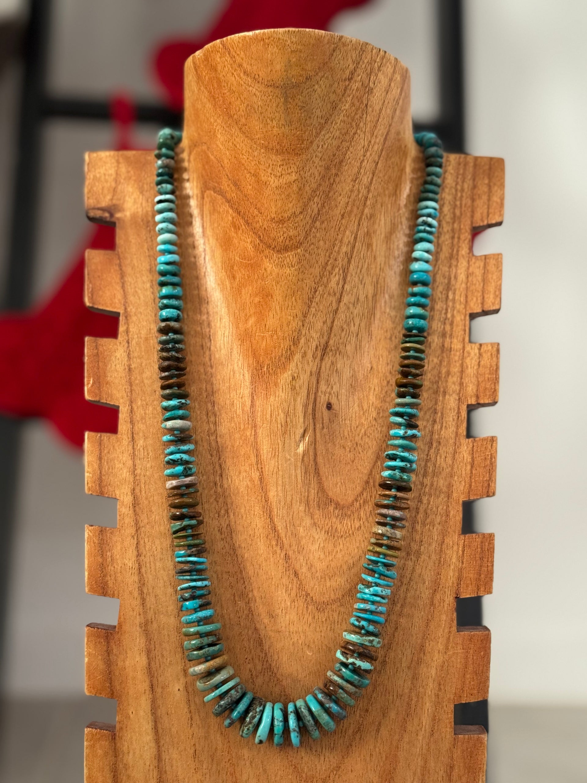 Navajo Strung Mixed Turquoise & Sterling Silver Necklace