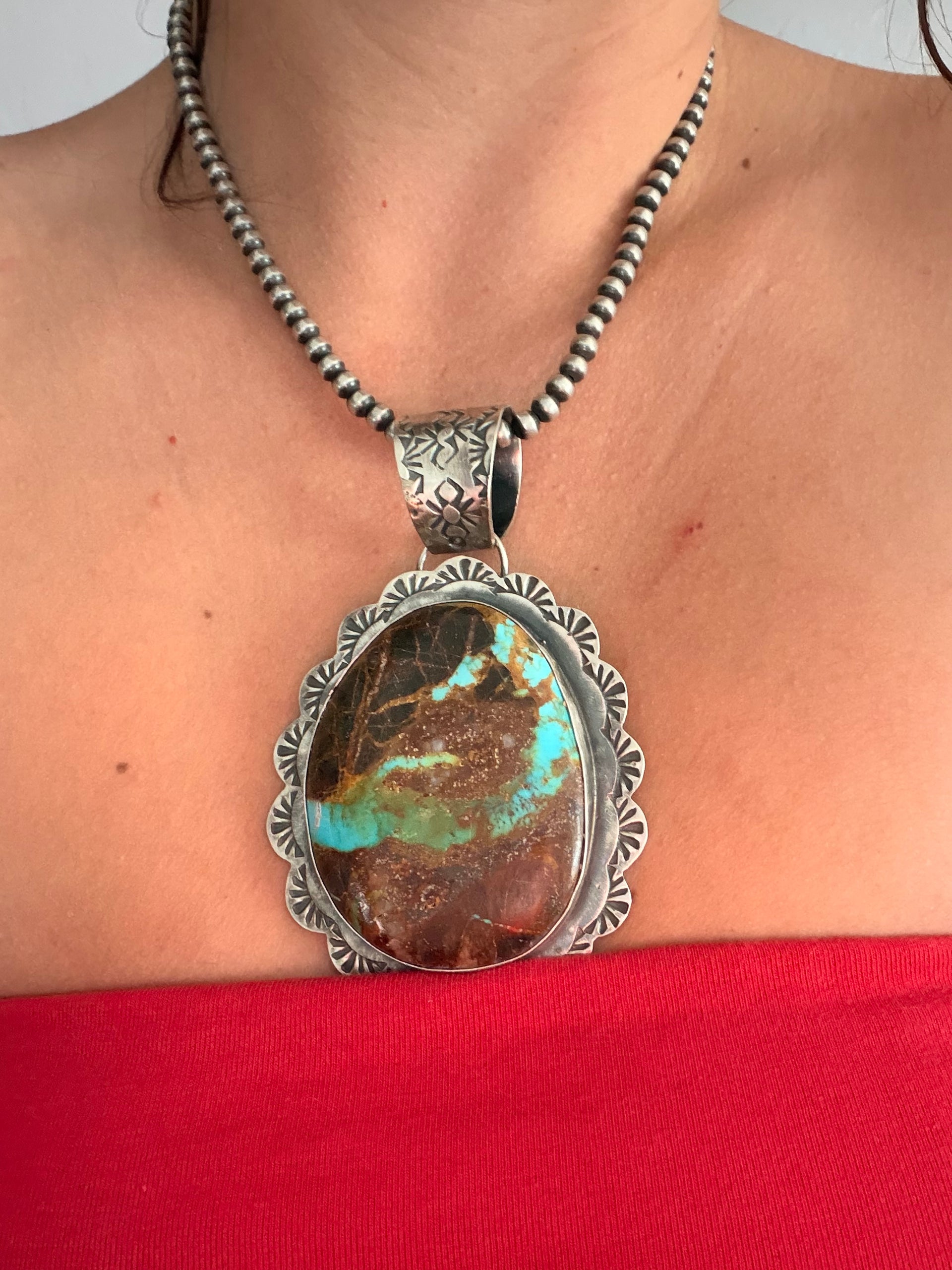 Rick Enrique Royston Turquoise & Sterling Silver Jumbo Pendant