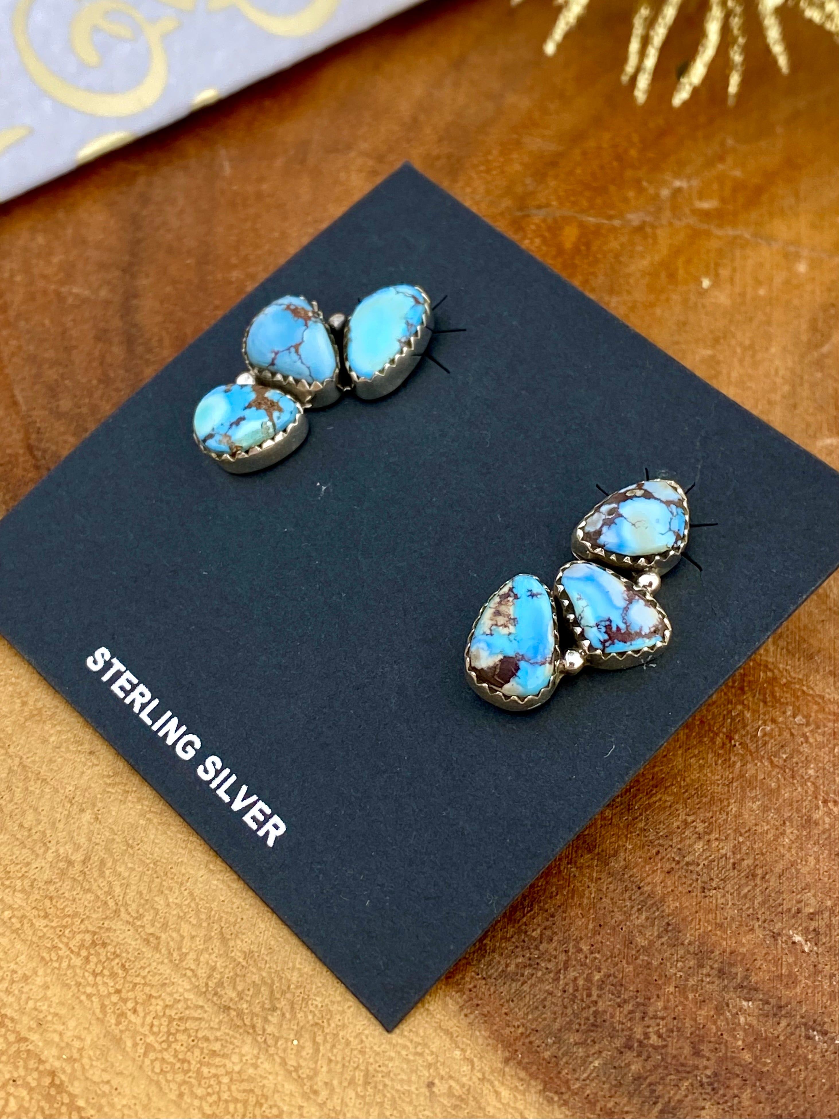 Southwest Handmade Golden Hills Turquoise & Sterling Silver Post Earrings