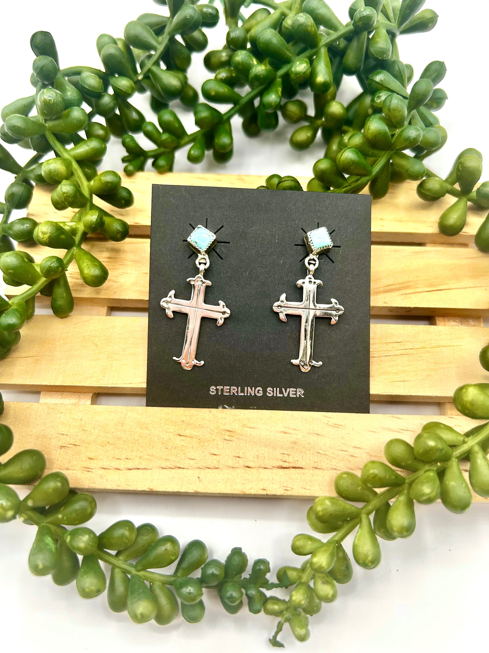 Navajo Made Kingman Turquoise & Sterling Silver Post Earrings