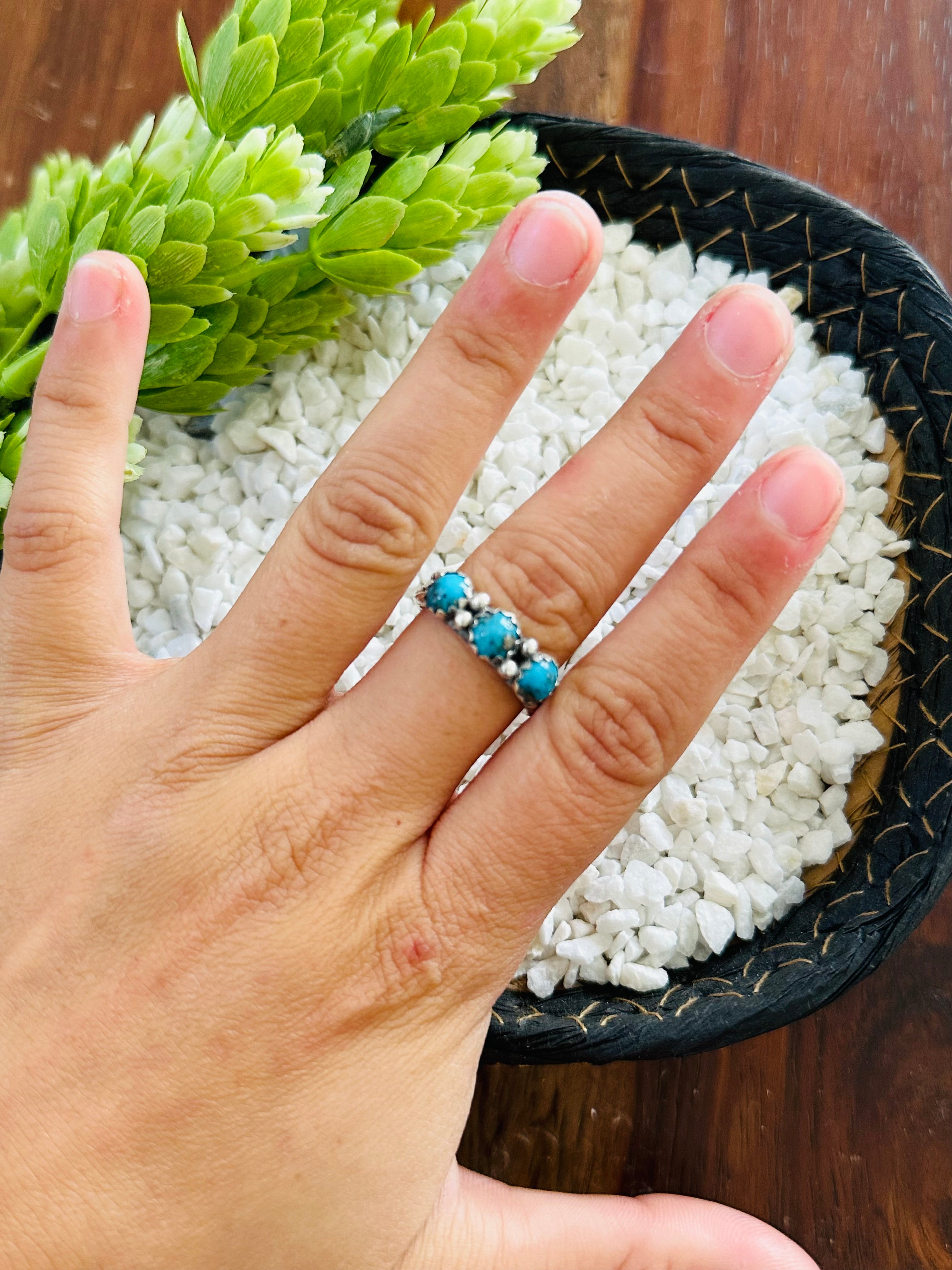 Navajo Made Kingman Turquoise & Sterling Silver Ring
