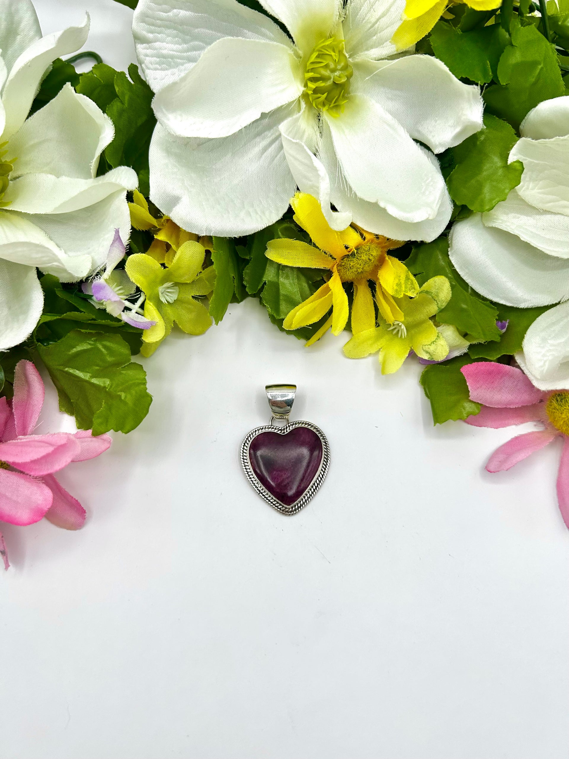 Navajo Made Purple Spiny Oyster & Sterling Silver Pendant