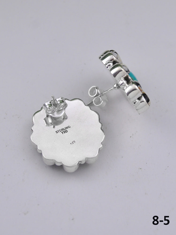 Southwest Made Multi Stones & Sterling Silver Post Earrings
