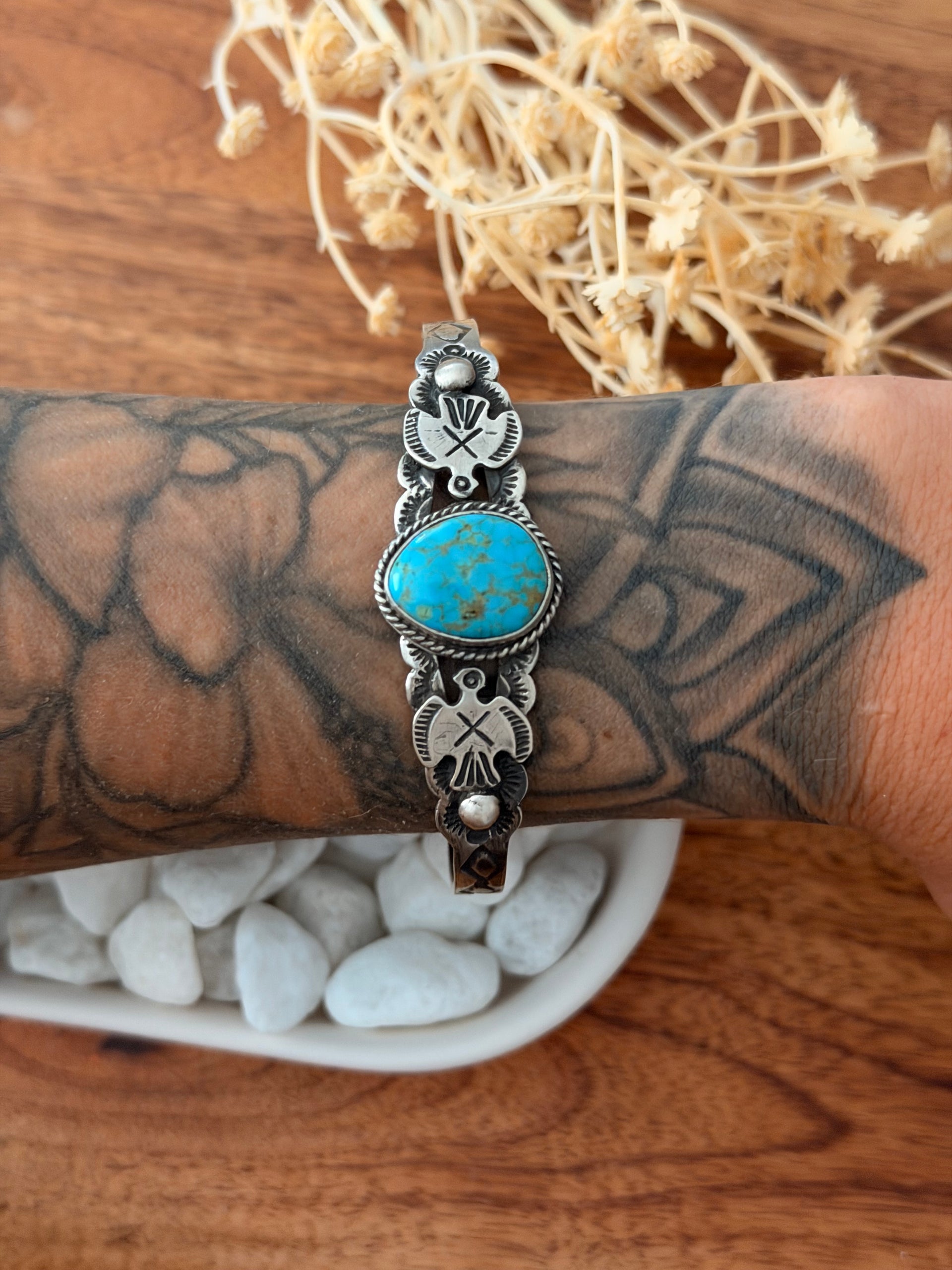 Lorenzo James Kingman Turquoise & Sterling Silver Cuff Bracelet
