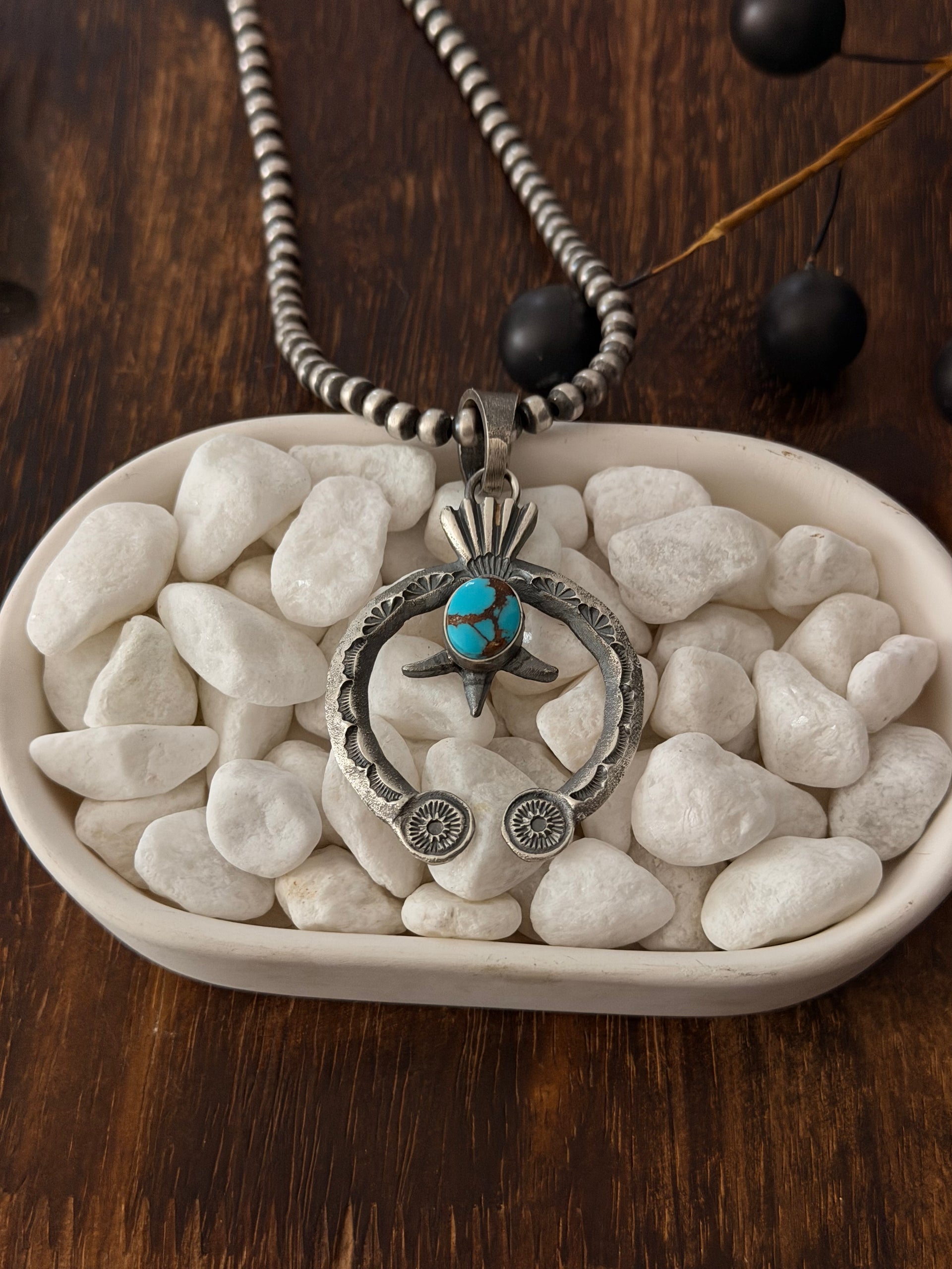 Kindale Billah Egyptian Turquoise & Sterling Silver Naja Pendant