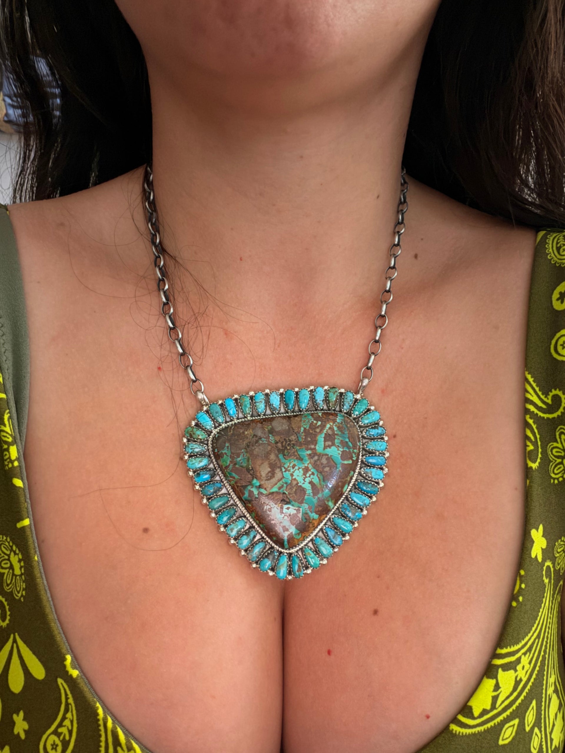 Juspert Wilson Mine 8 Turquoise & Sterling Silver Cluster Necklace