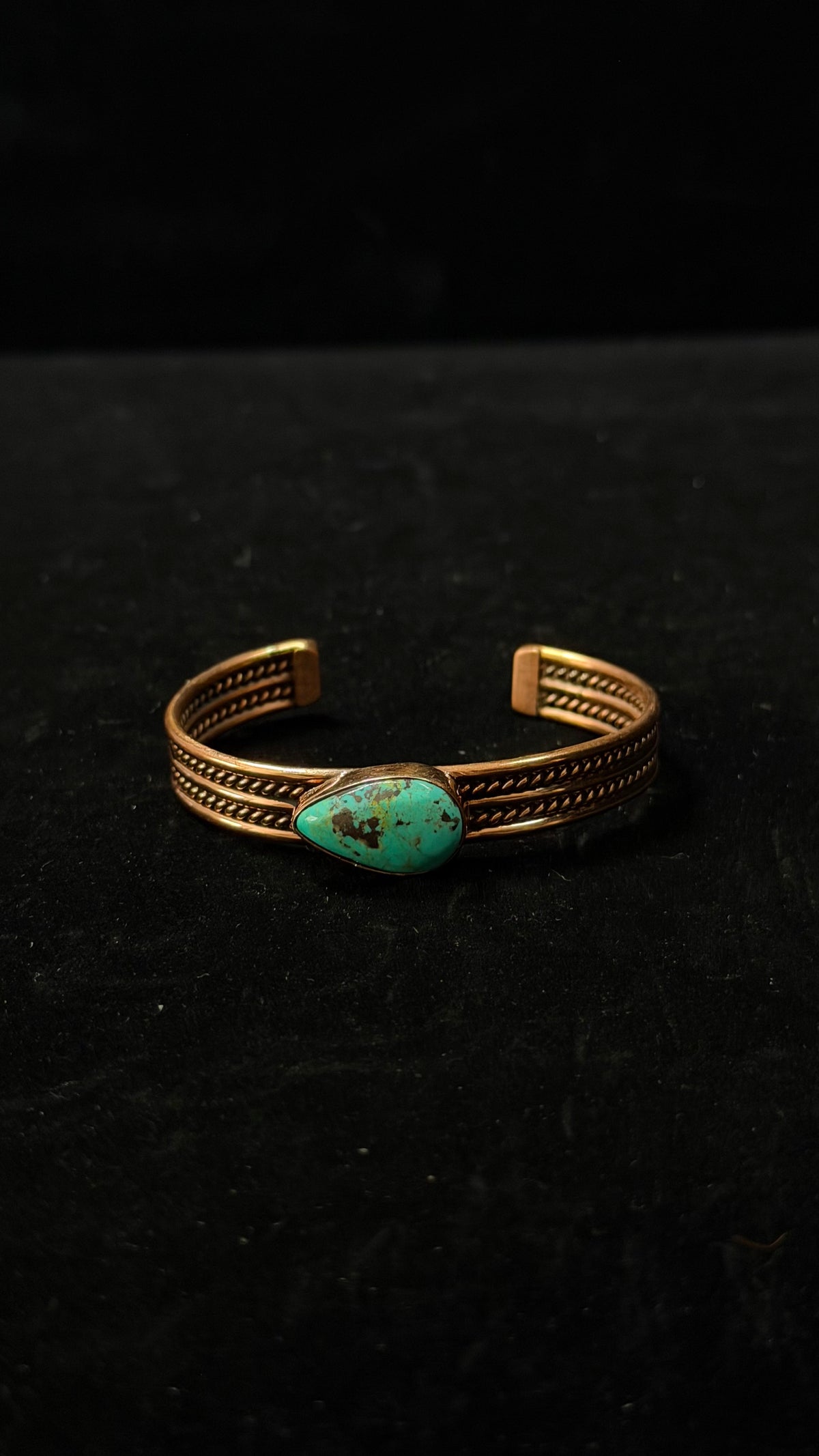 Navajo Made Kingman Turquoise & Copper Cuff Bracelet