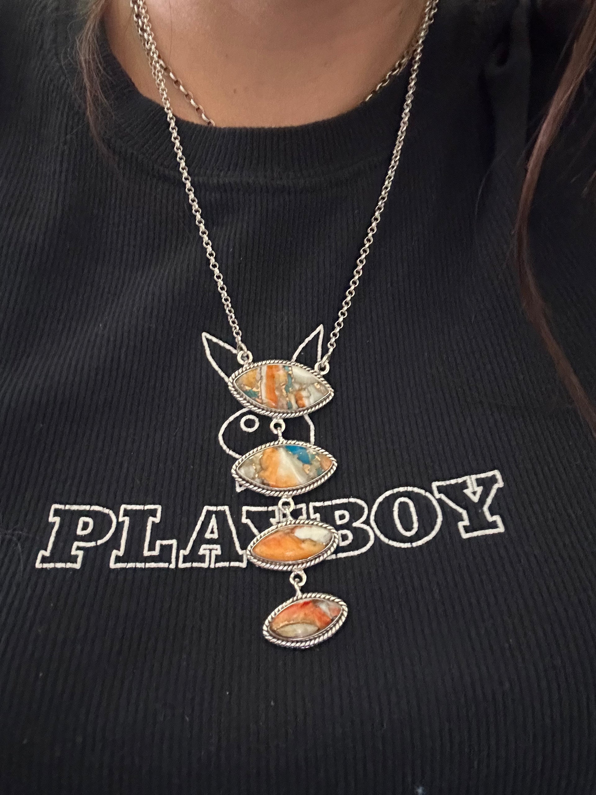 Southwest Made Mohave Turquoise & Sterling Silver Necklace