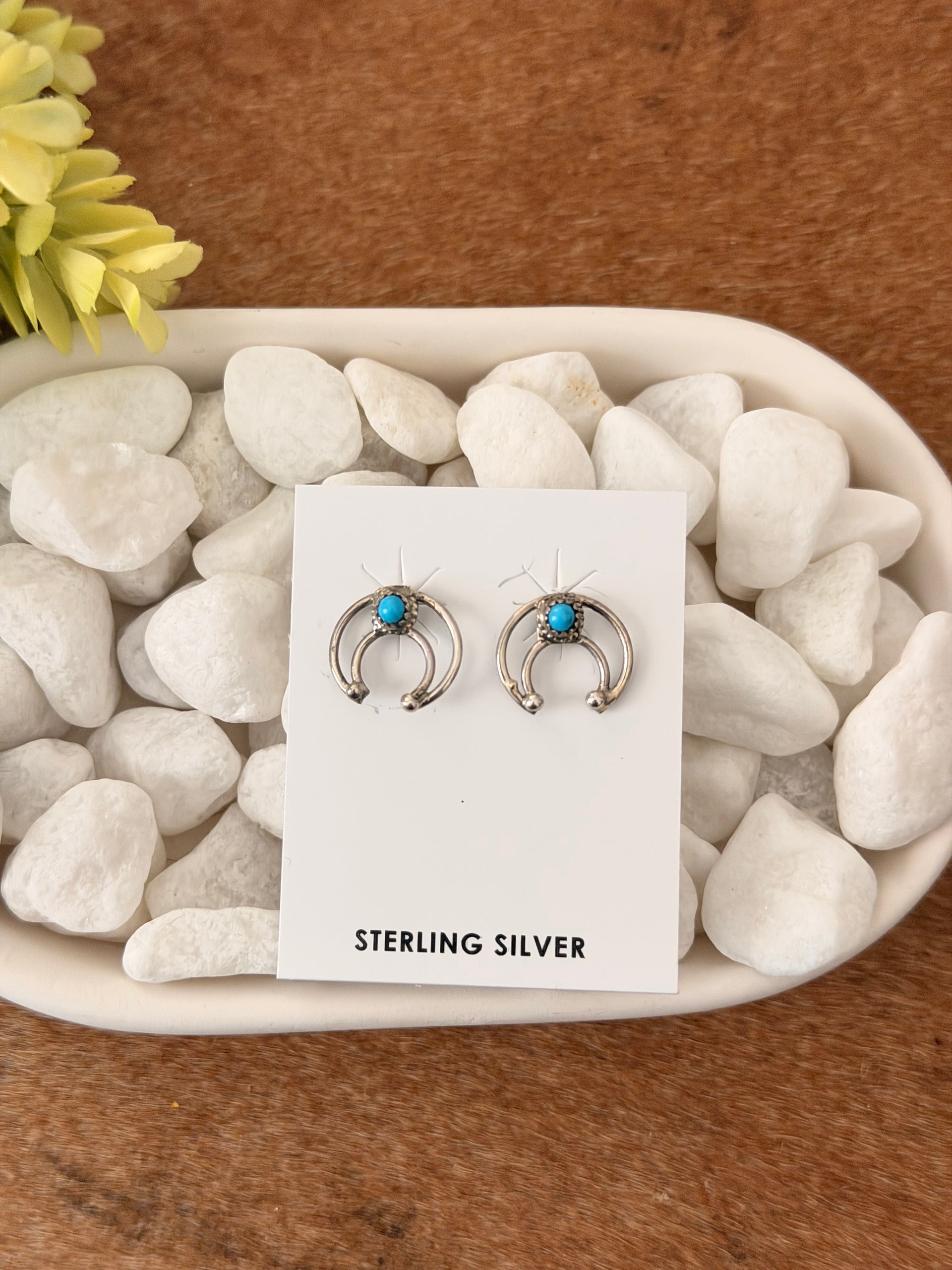 Larry Curley Kingman Turquoise & Sterling Silver Post Naja Earrings