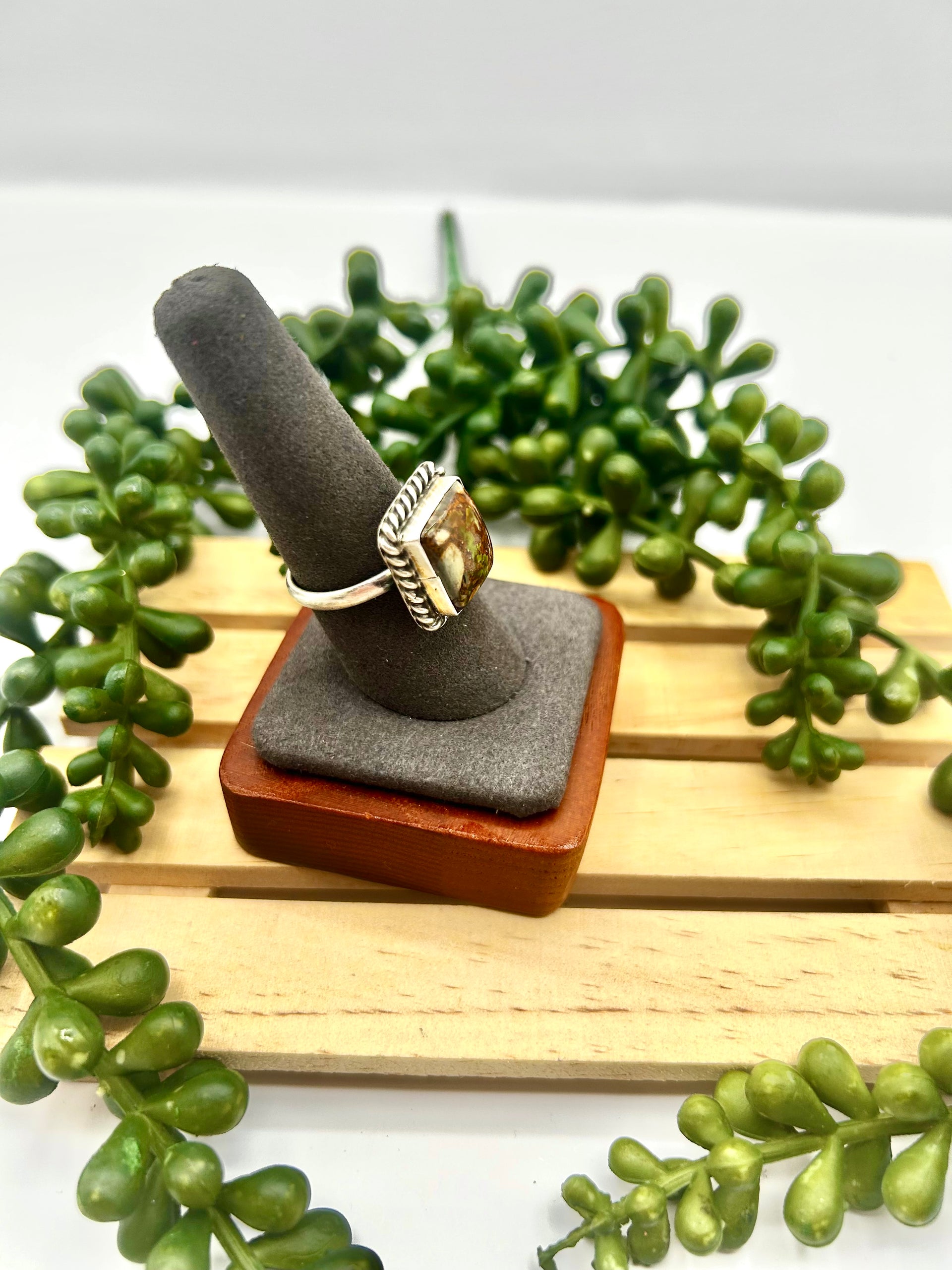 Navajo Made Royston Turquoise & Sterling Silver Adjustable Ring