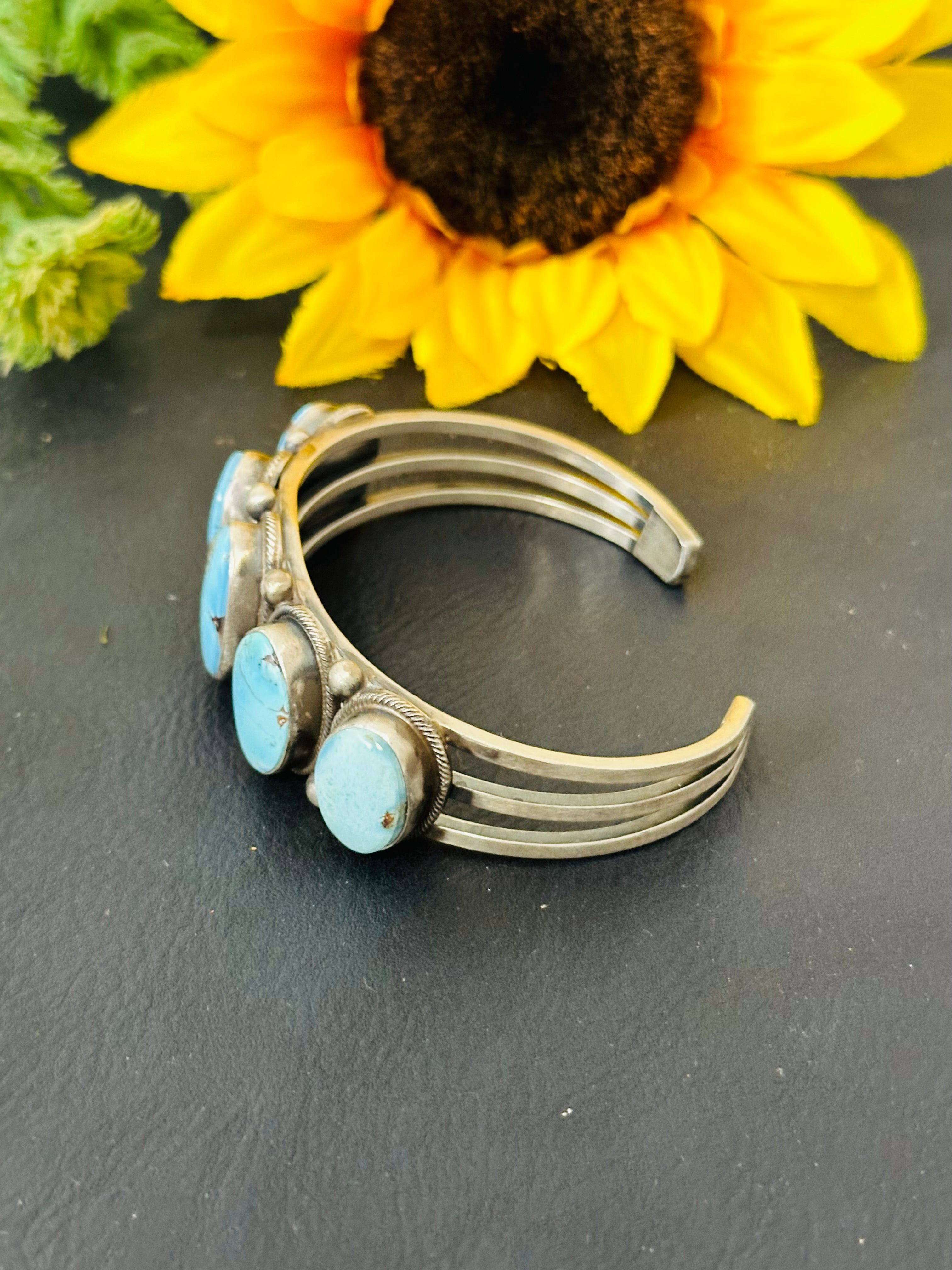 Kathleen Chavez Golden Hills Turquoise & Sterling Silver Cuff Bracelet