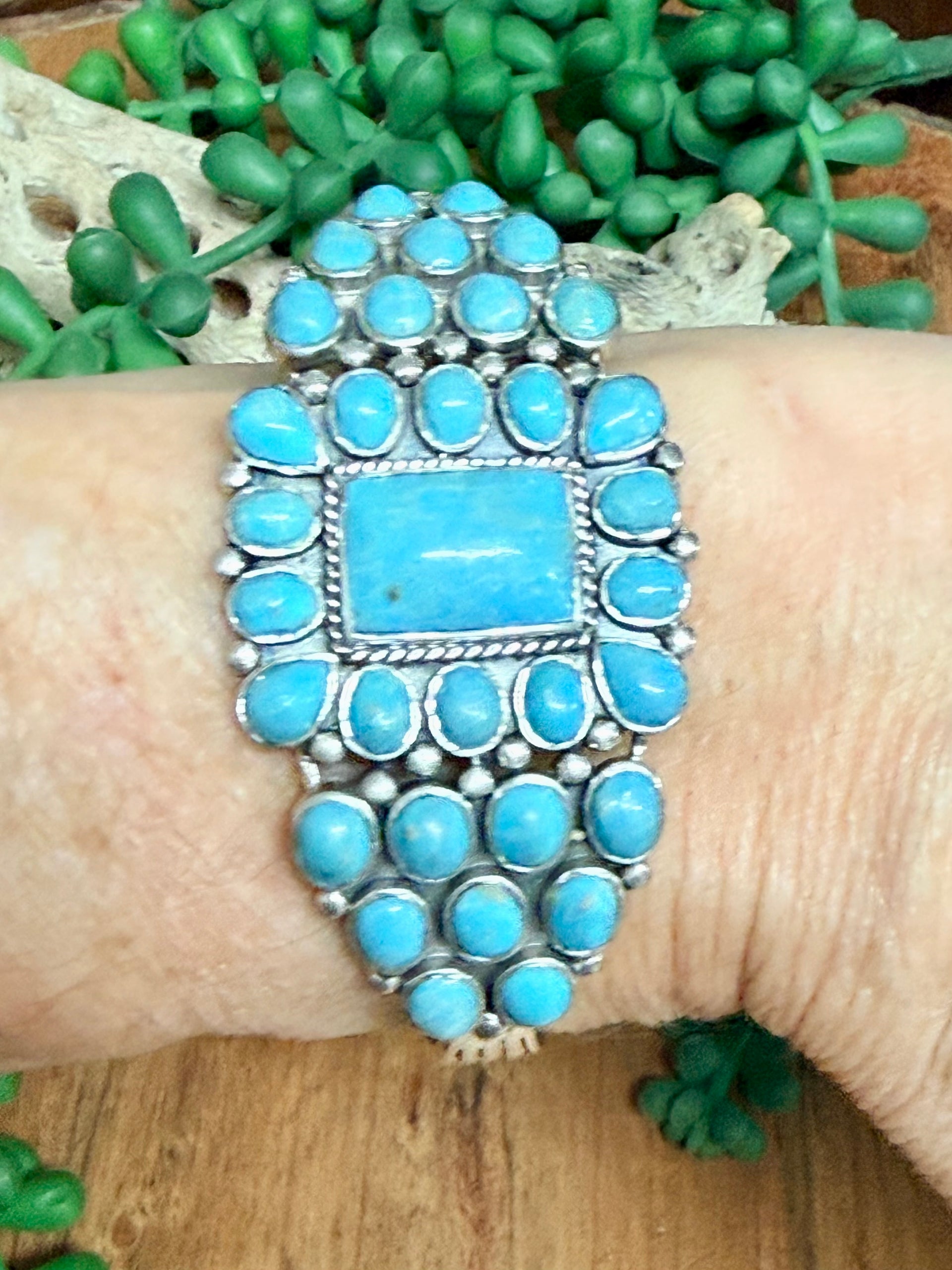 Southwest Handmade Kingman Turquoise & Sterling Silver Cuff Bracelet