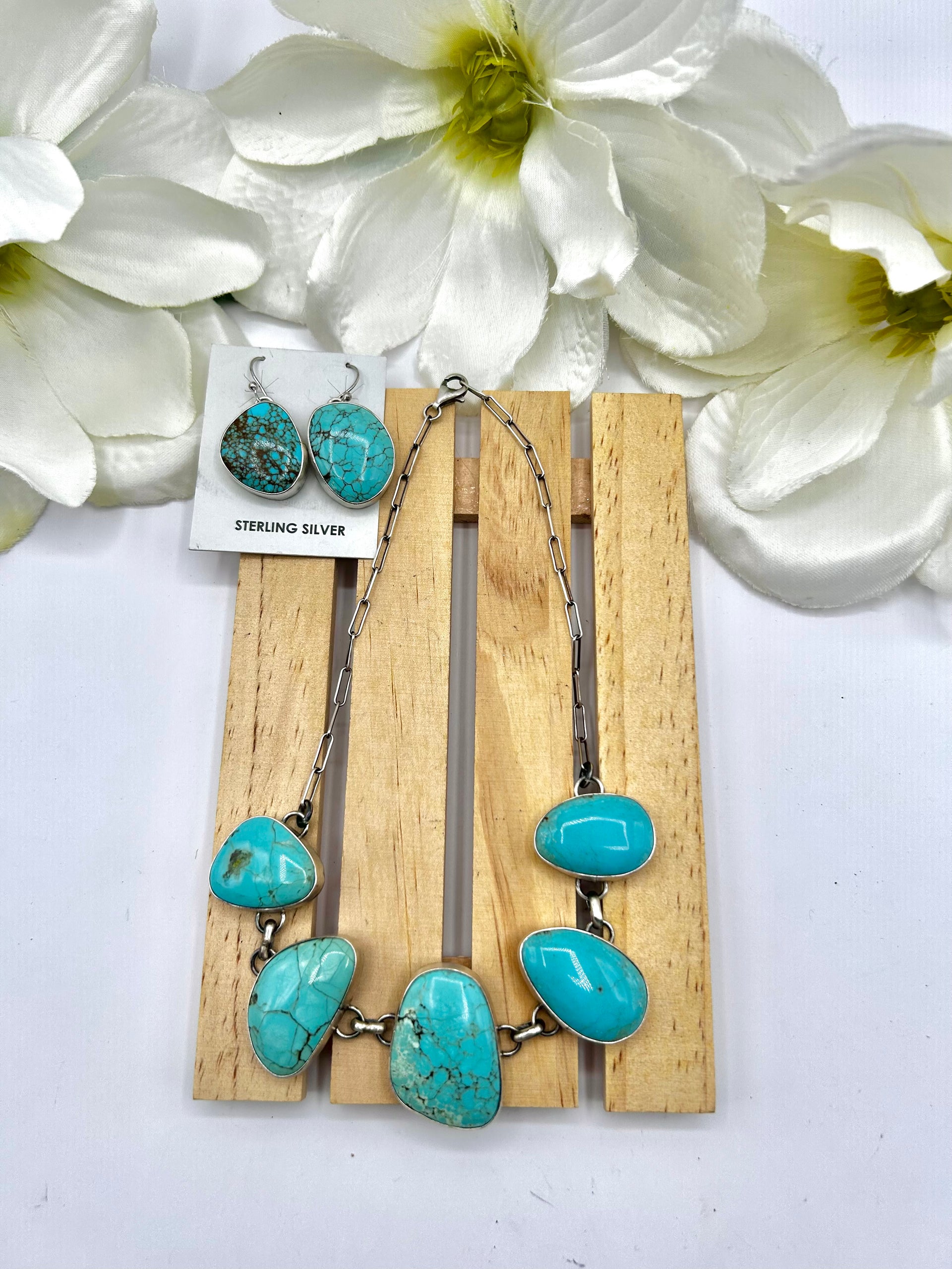 Rena Shelly #8 Turquoise & Sterling Silver Necklace Set