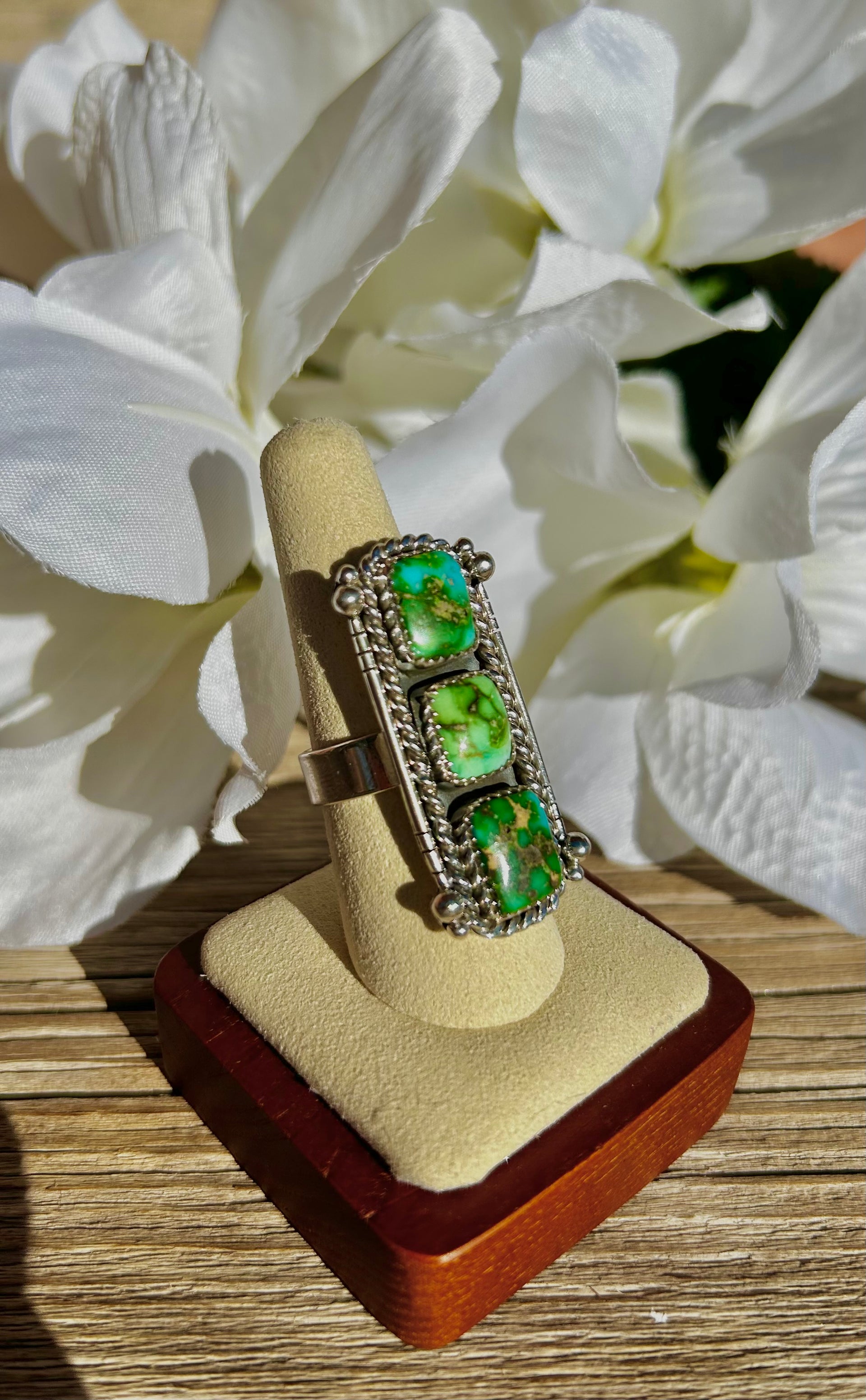 Southwest Sonoran Mountain Turquoise & Sterling Silver Ring Size 8