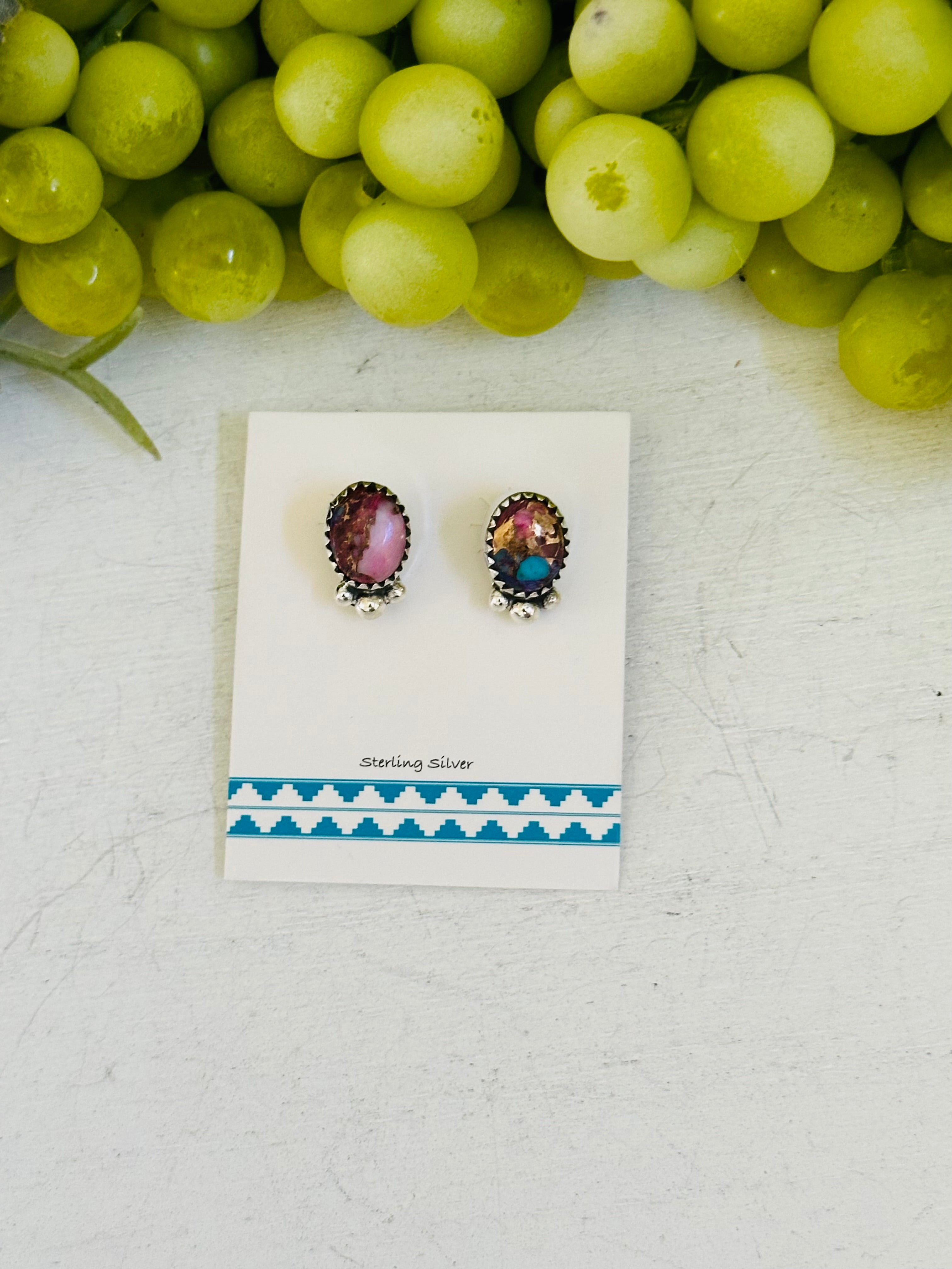 TTD “ dainty” Mohave Turquoise & Sterling Silver Post Earrings