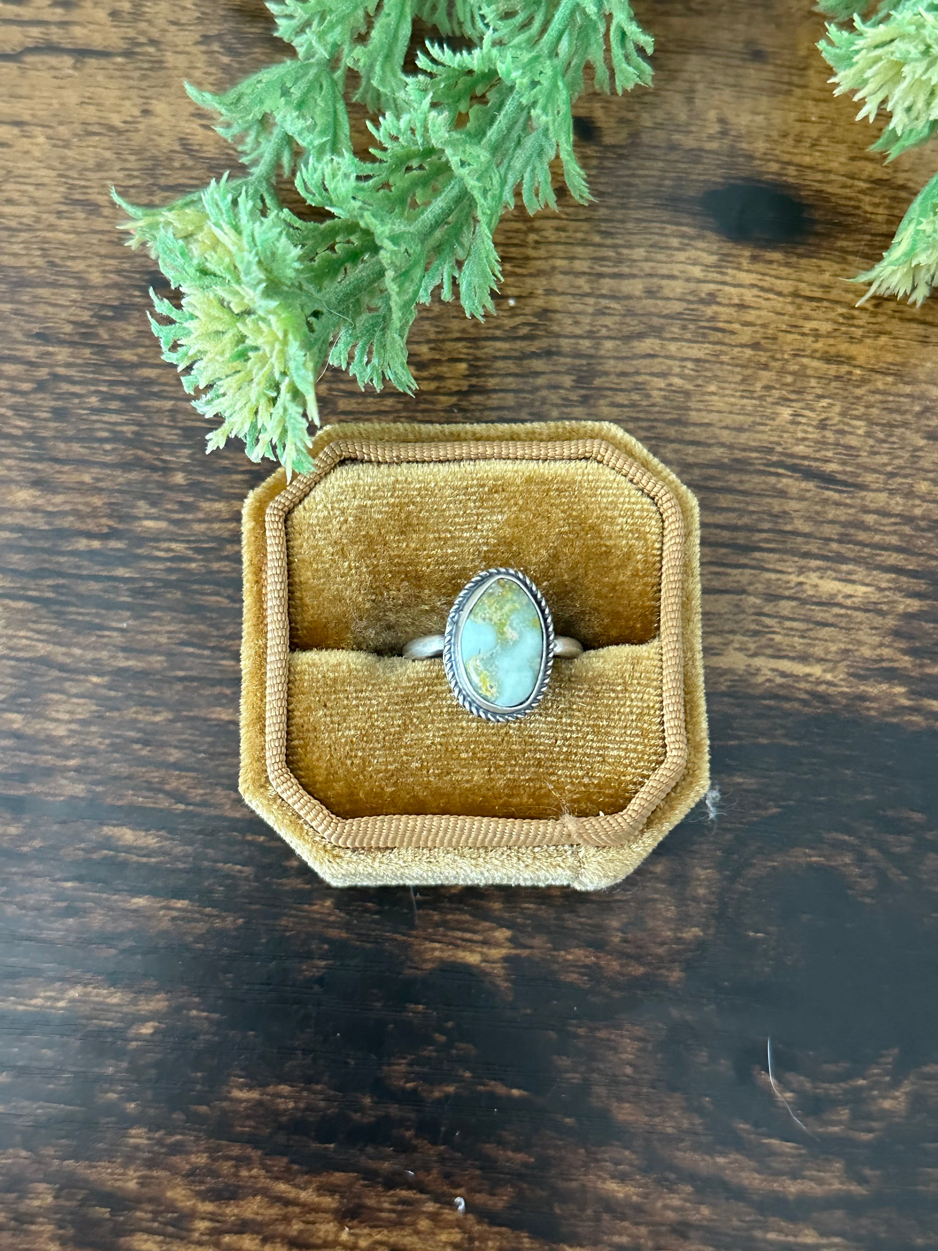 Navajo Handmade Palomino Variscite & Sterling Silver Rings