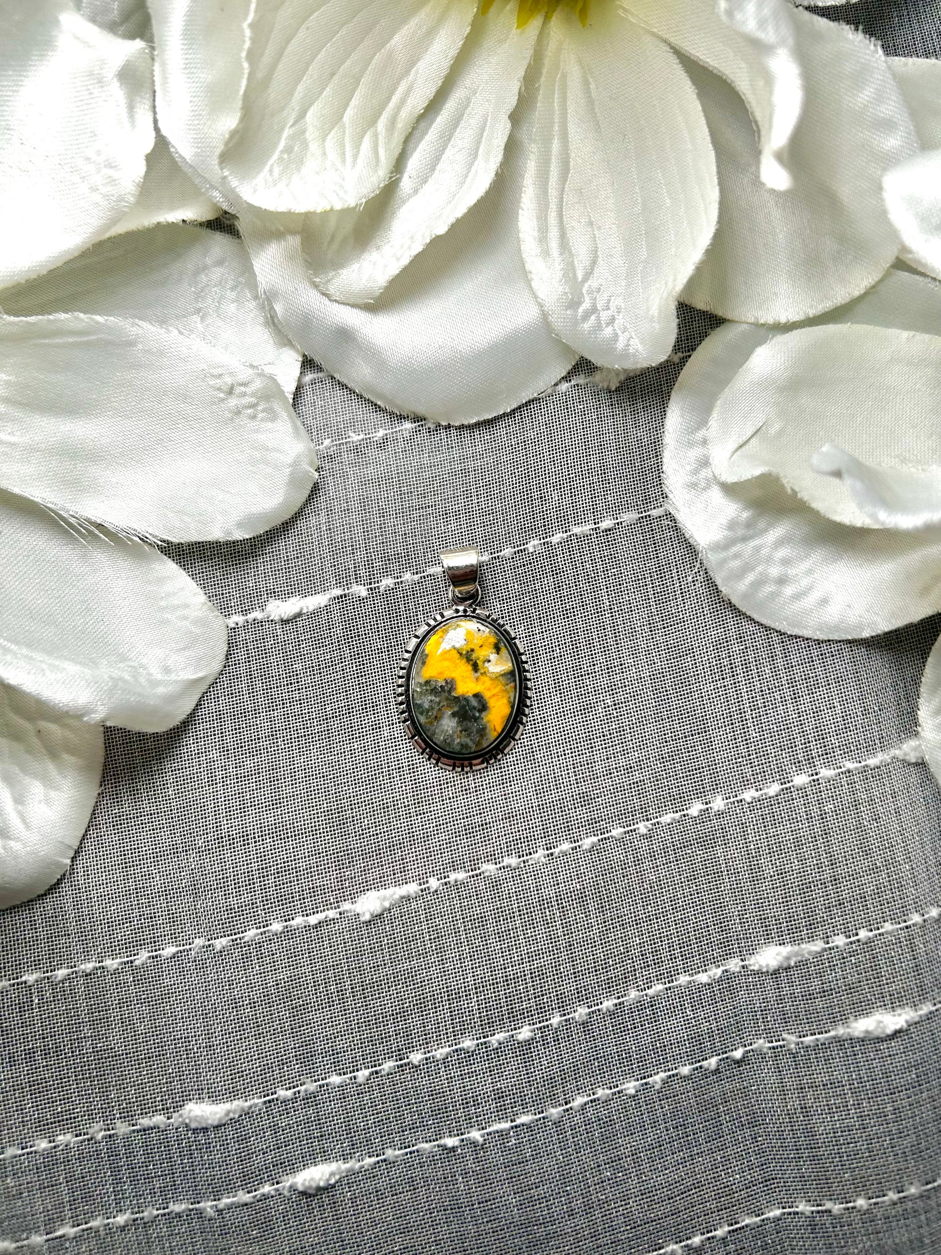 Navajo Made BB Agate & Sterling Silver Pendant