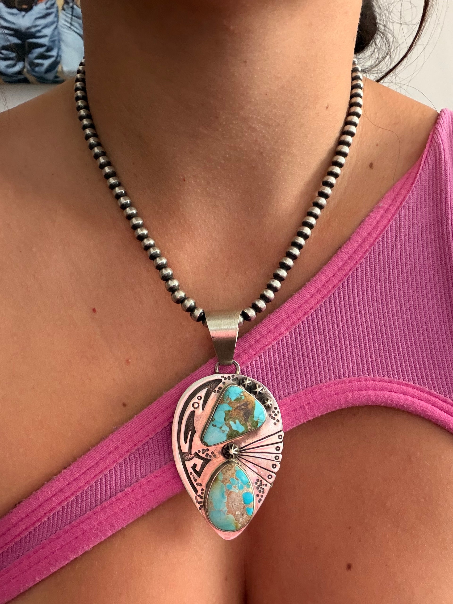 Randy Billy Sonoran Mountain Turquoise & Sterling Silver Pendant