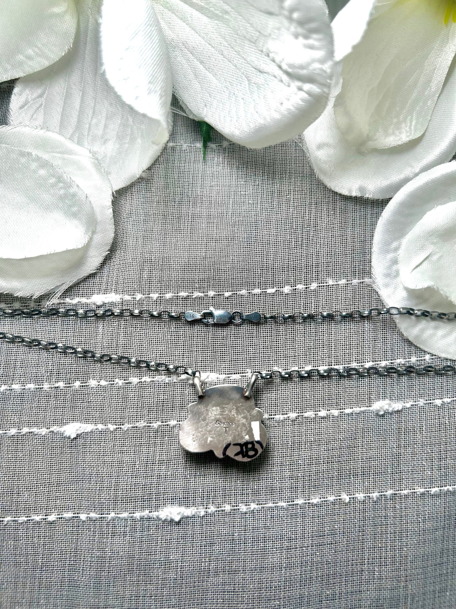 Navajo Made Kingman Turquoise & Sterling Silver Necklace