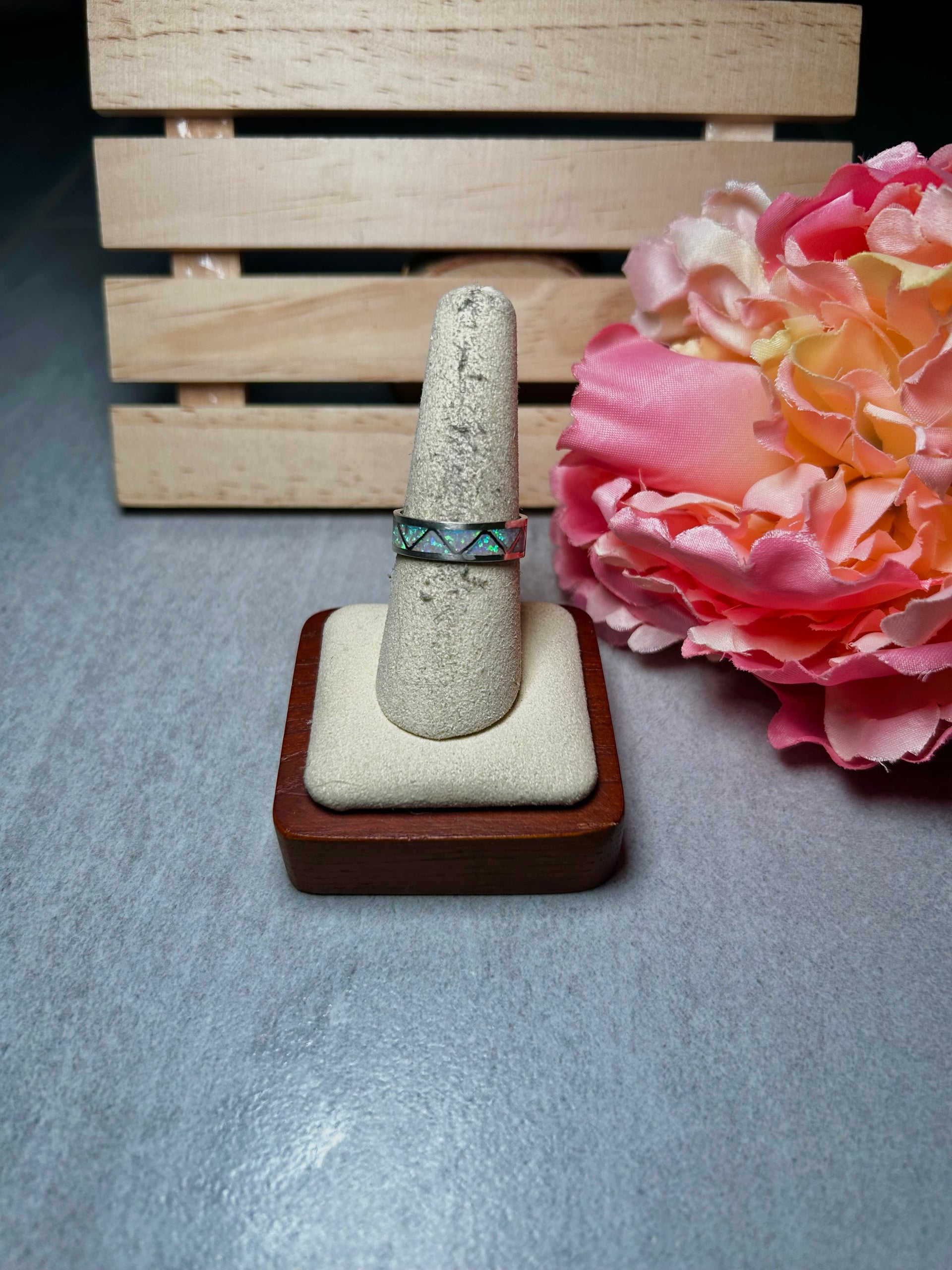 Navajo Made Opal & Sterling Silver Ring