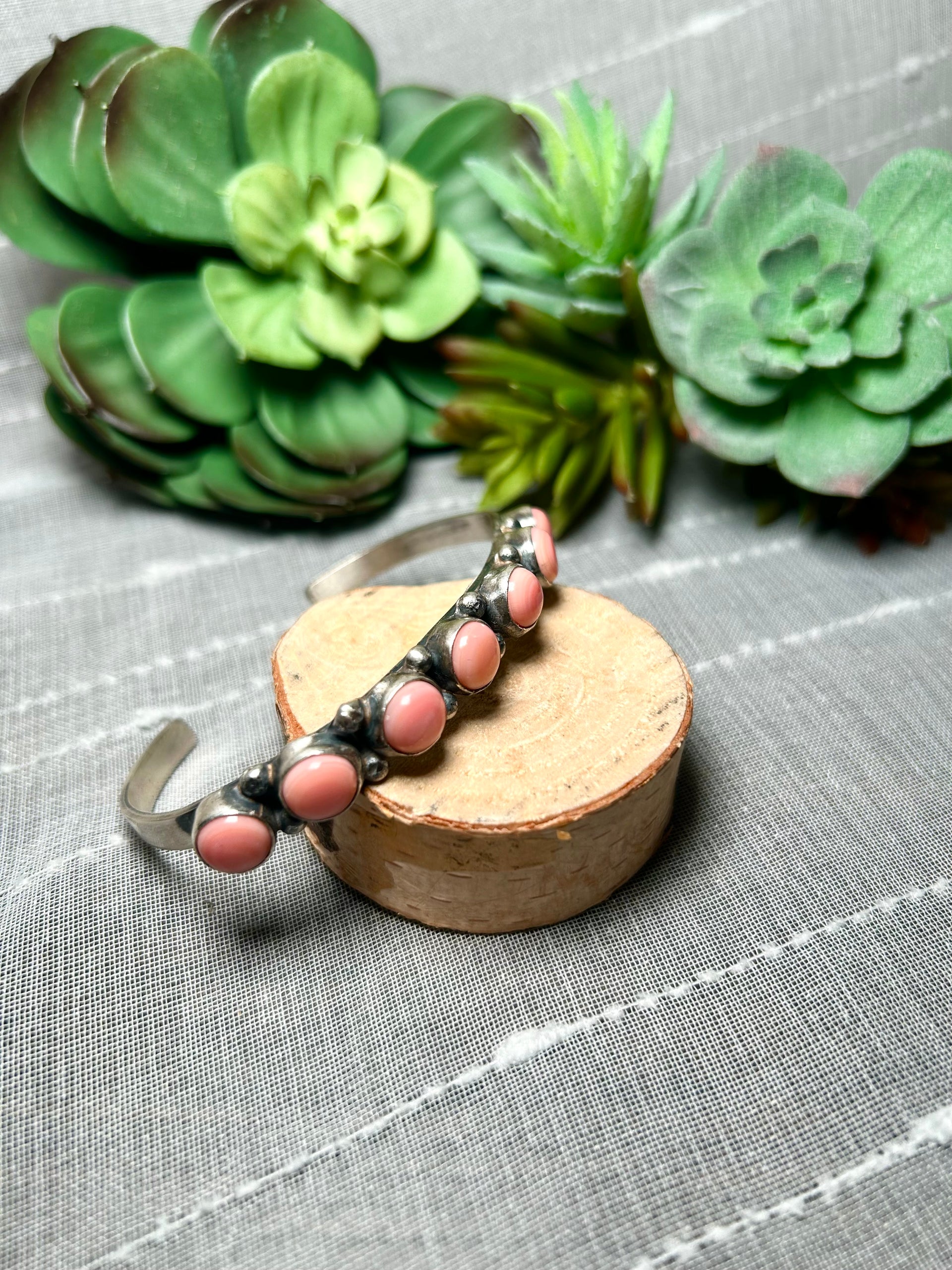 Jameson Garcia Pink Conch & Sterling Silver Cuff Bracelet