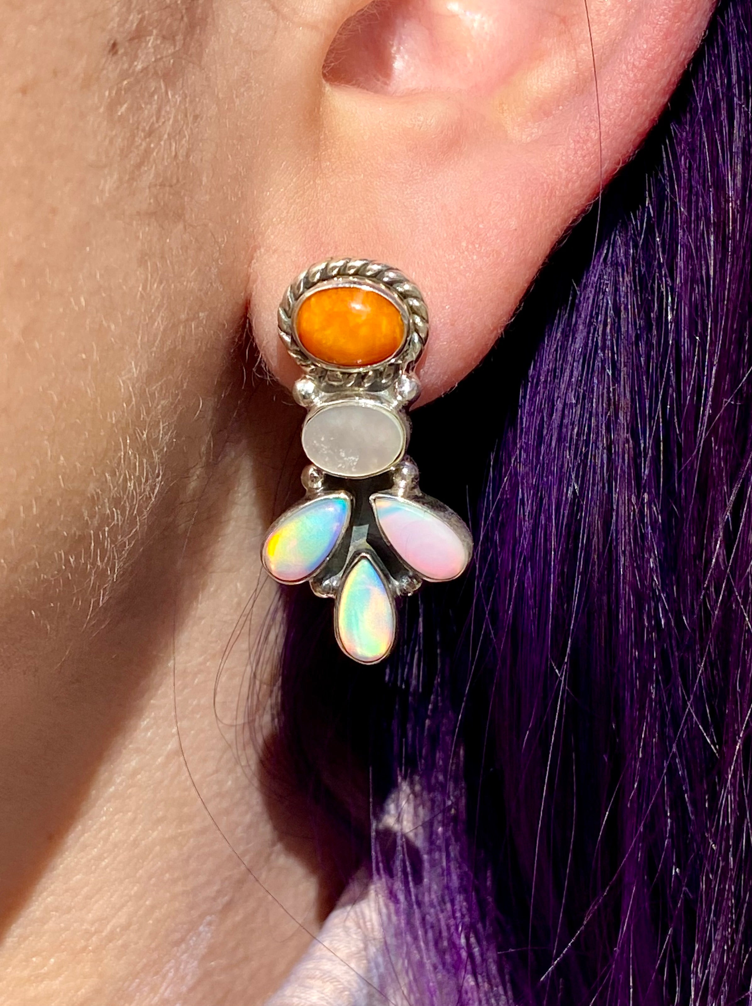 Southwest Handmade Multi-Stone & Sterling Silver Post Earrings