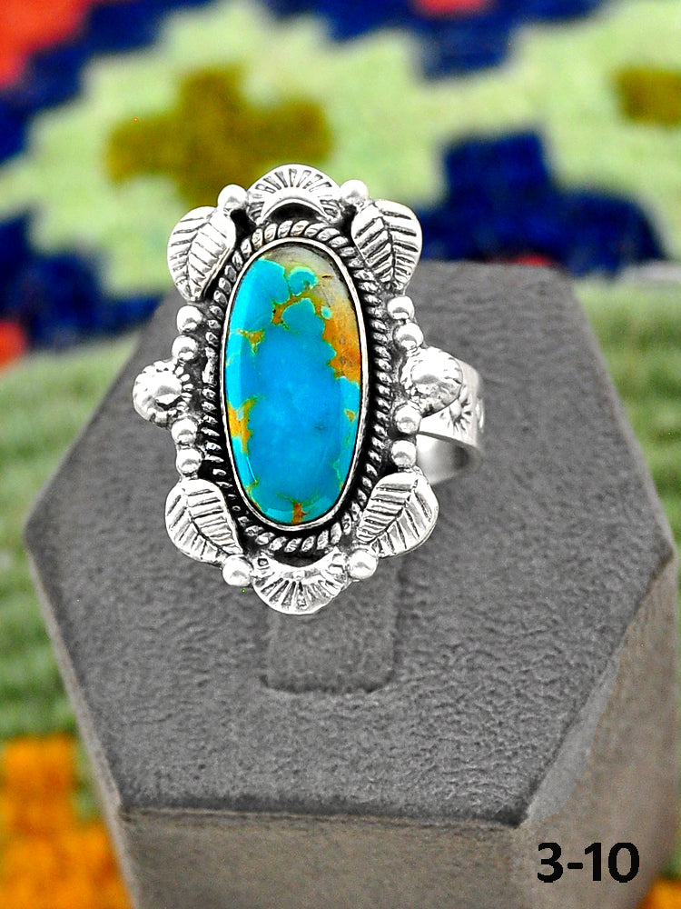 Southwest Handmade Ribbon Royston Turquoise & Sterling Silver Adjustable Ring
