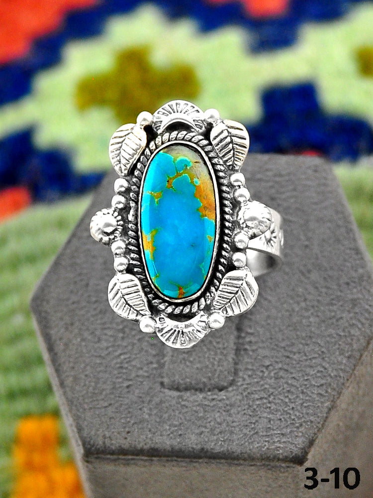 Southwest Handmade Ribbon Royston Turquoise & Sterling Silver Adjustable Ring