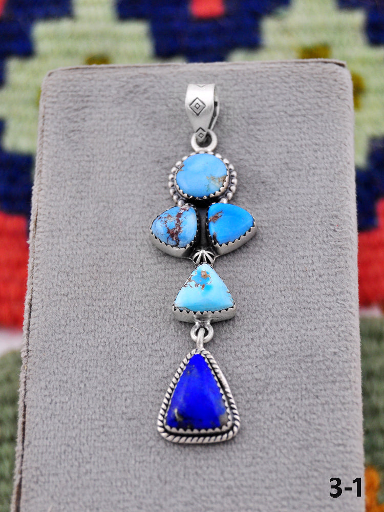 Southwest Handmade Multi Stone & Sterling Silver Pendant