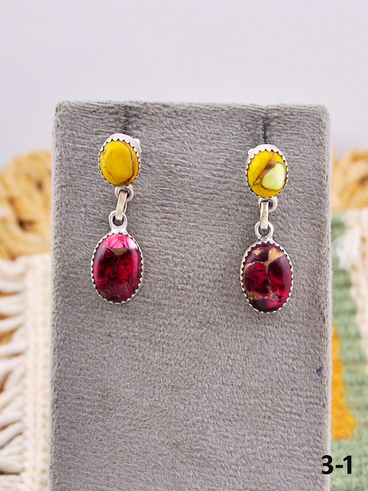 Southwest Made Multi Stone & Sterling Silver Post Earrings