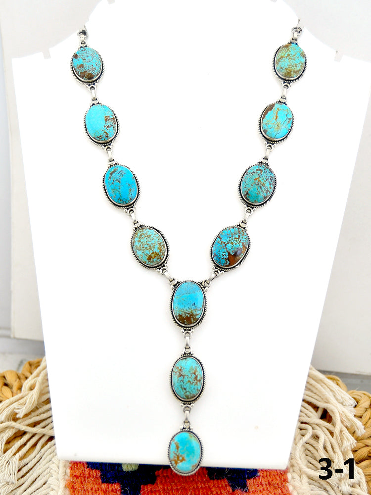 Southwest Handmade #8 Turquoise & Sterling Silver Necklace