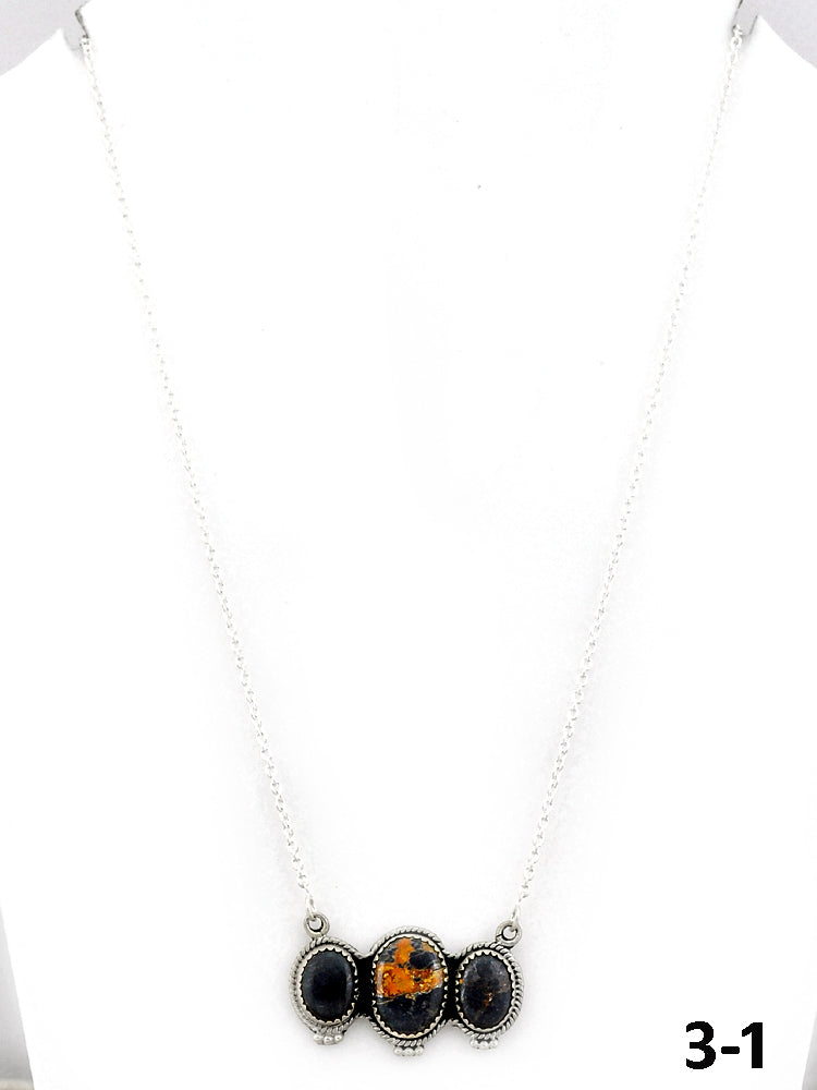 Southwest Made Black Jack Turquoise & Sterling Silver Necklace