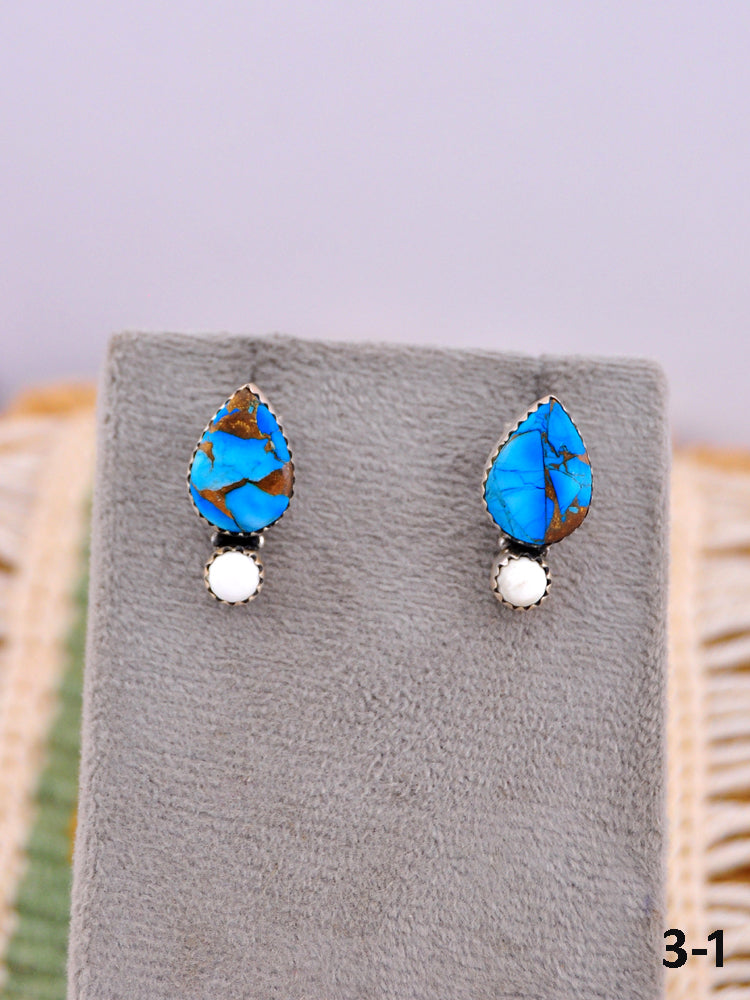 Southwest Made Purple Dahlia & Sterling Silver Post Earrings