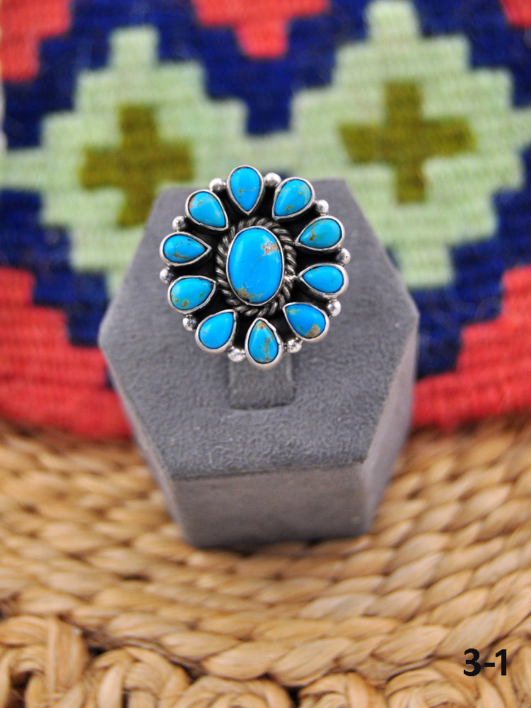 Southwest Made Kingman Turquoise & Sterling Silver Adjustable Ring