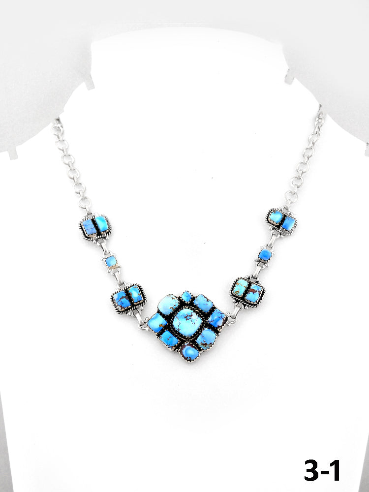 Southwest Handmade Golden Hill’s Turquoise & Sterling Silver Necklace