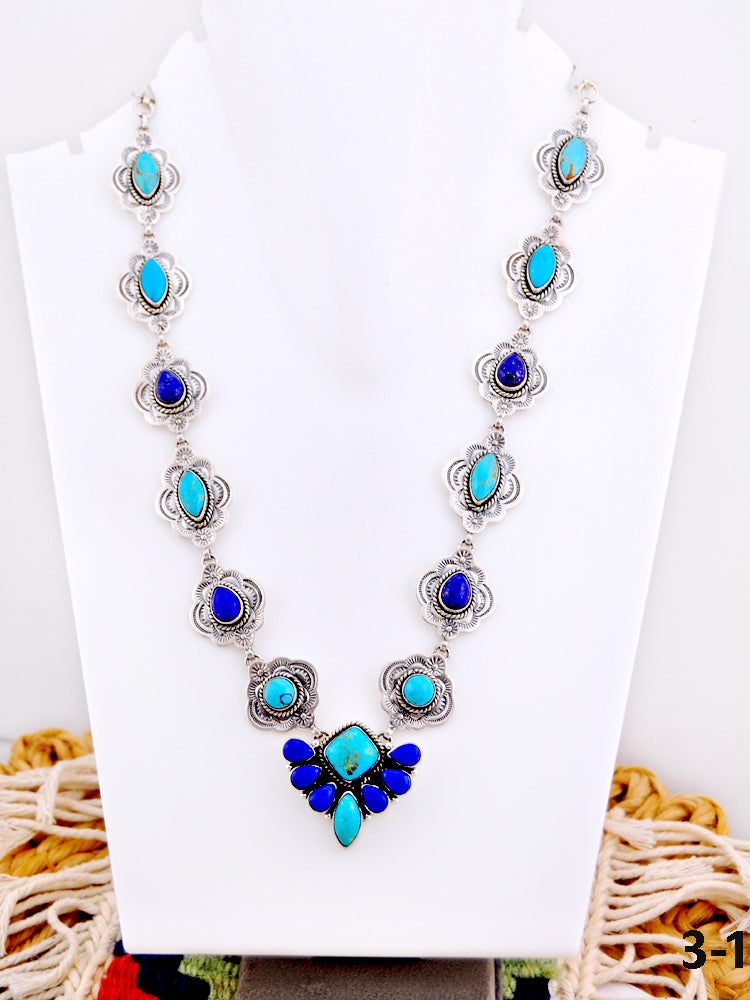 Southwest Handmade Multi Stone & Sterling Silver Necklace